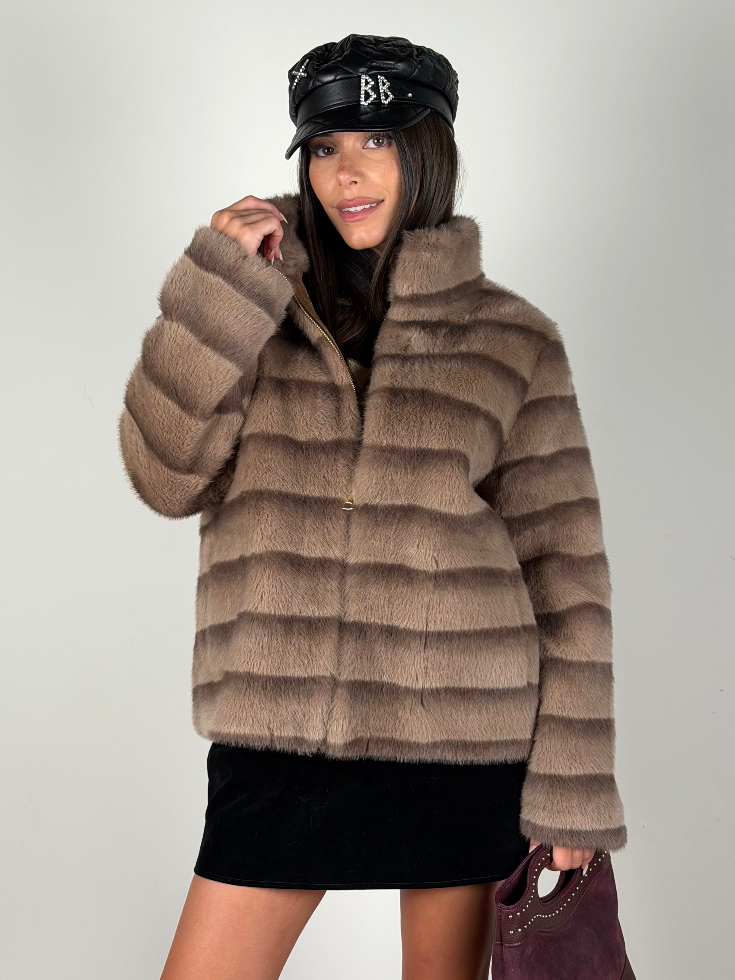 Pelliccia reversibile Nancy fango