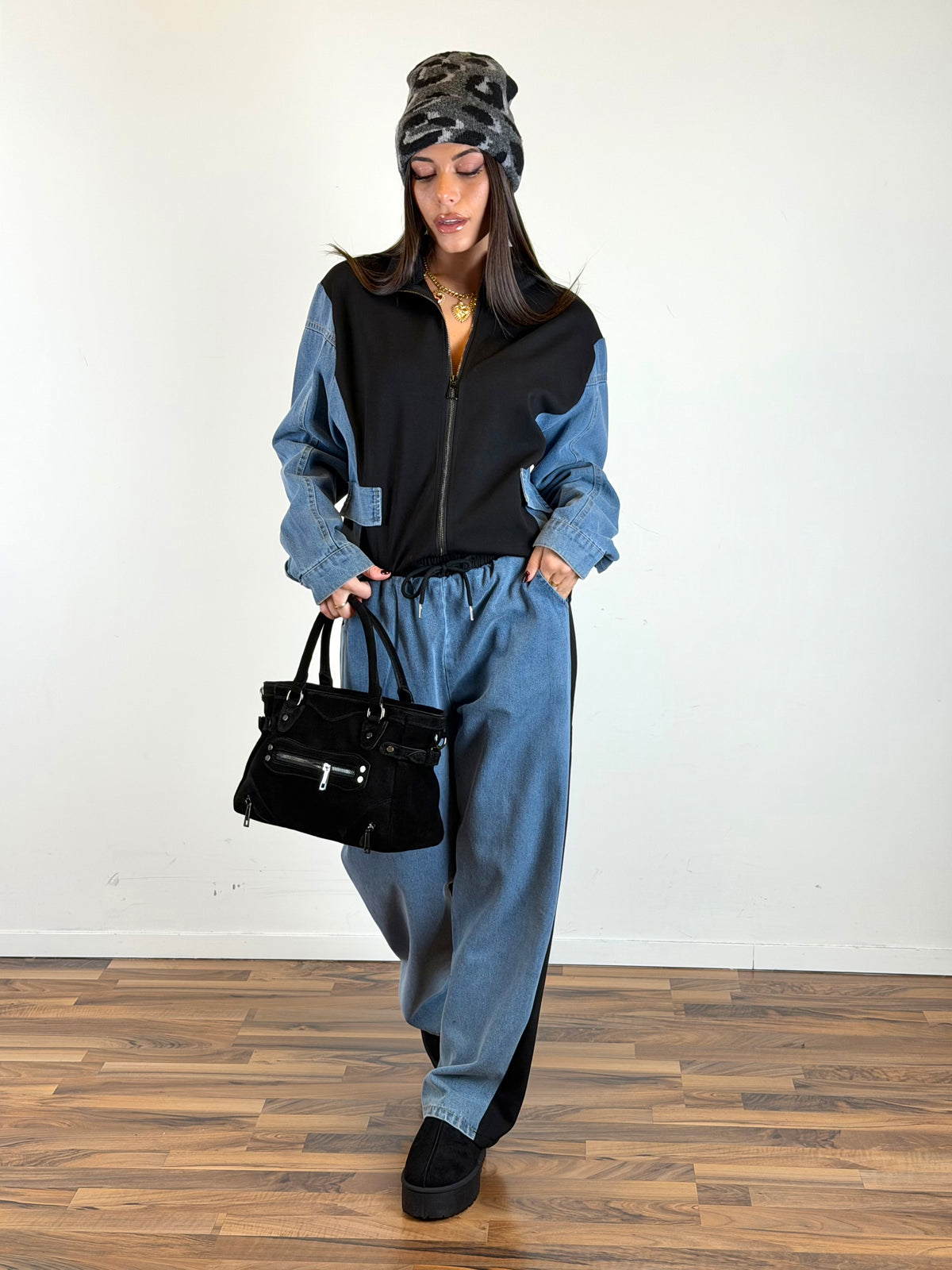 Tuta denim nera