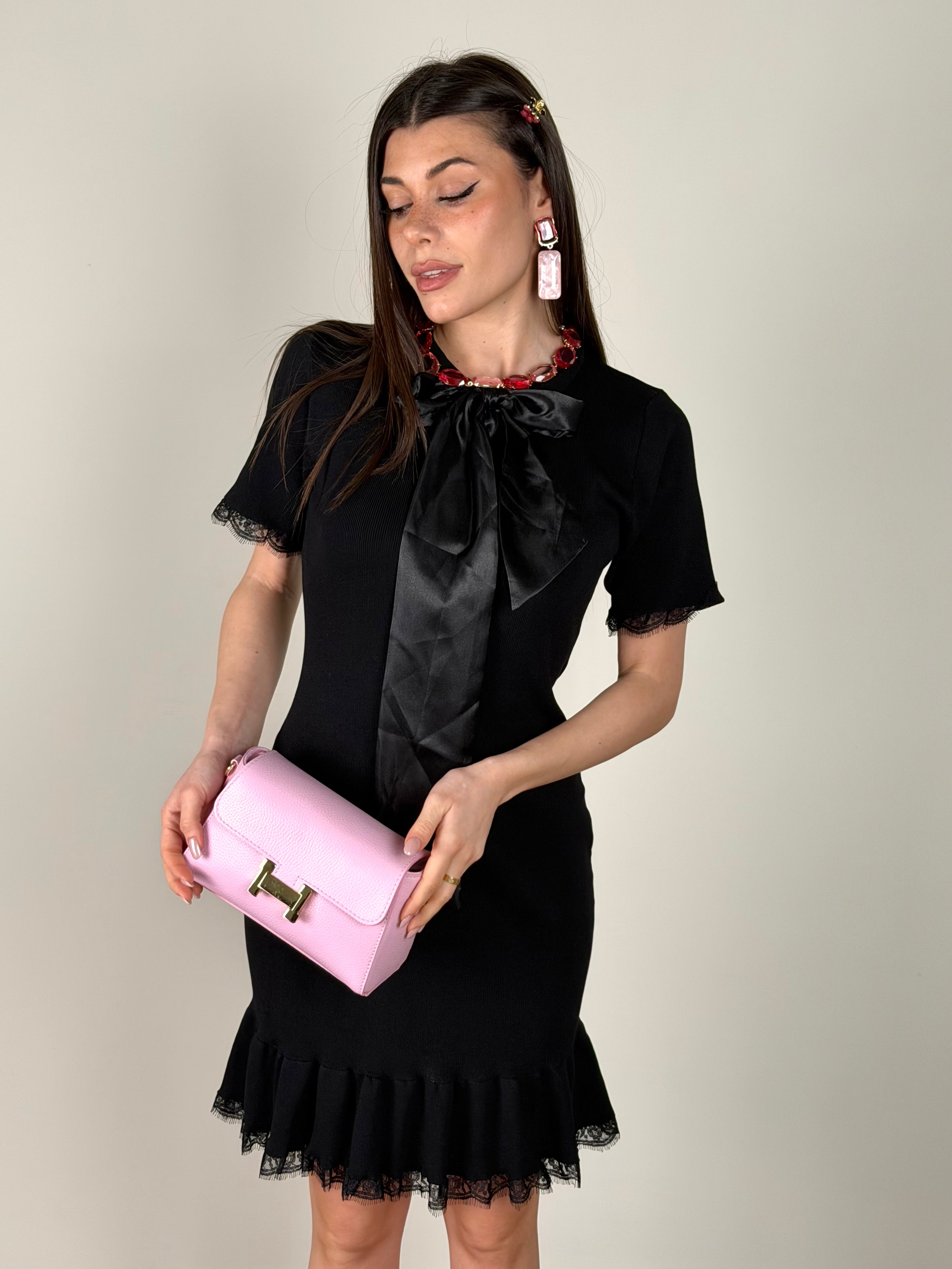 Abito maxi fiocco nero