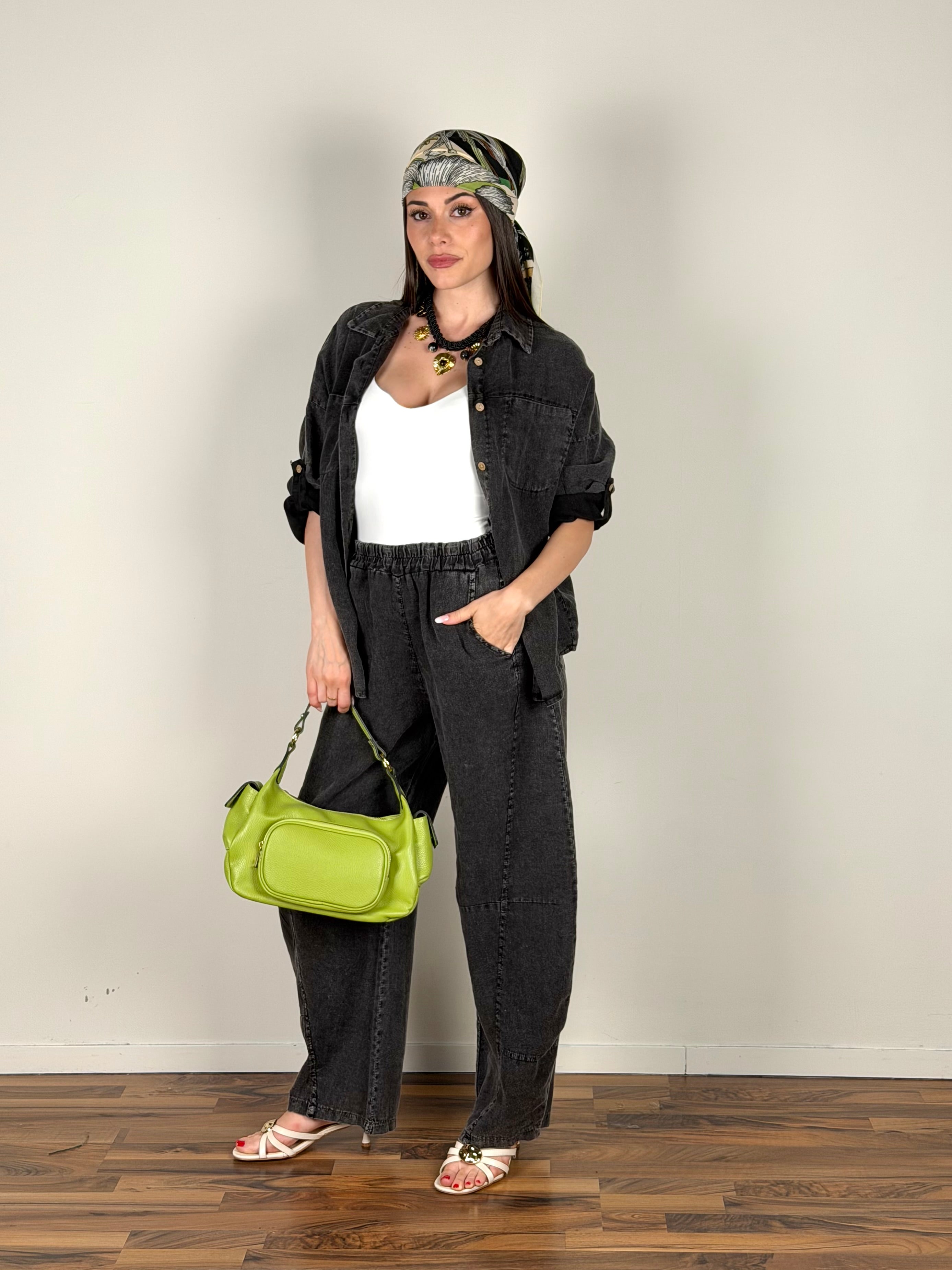 Camicia puro lino Siena nero