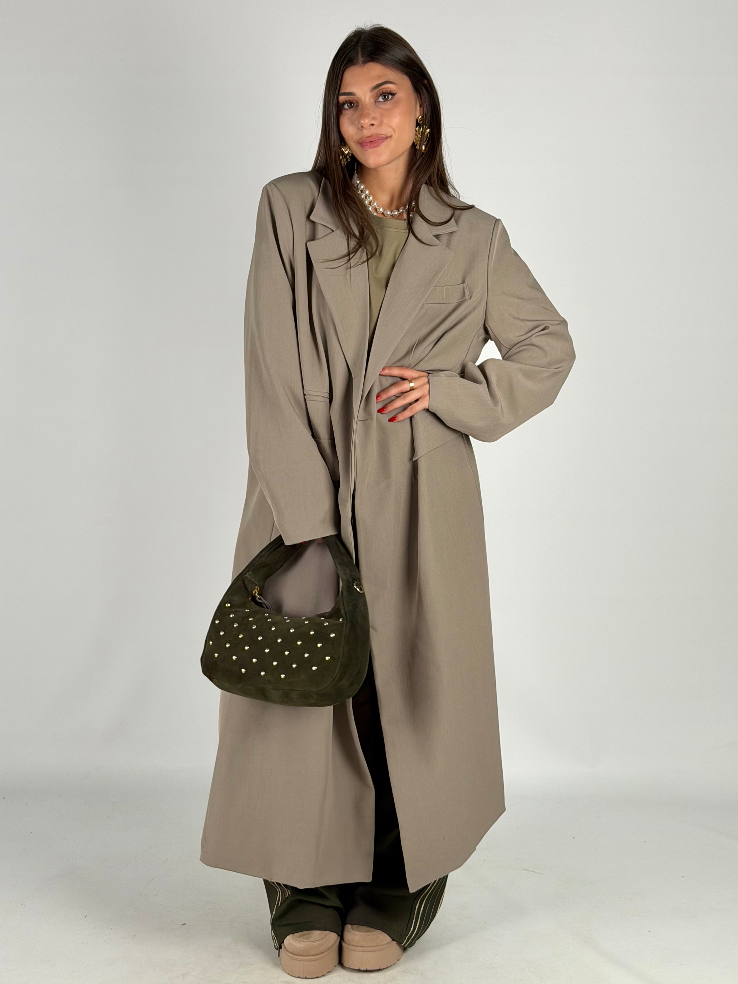 Cappotto lungo doppio petto beige