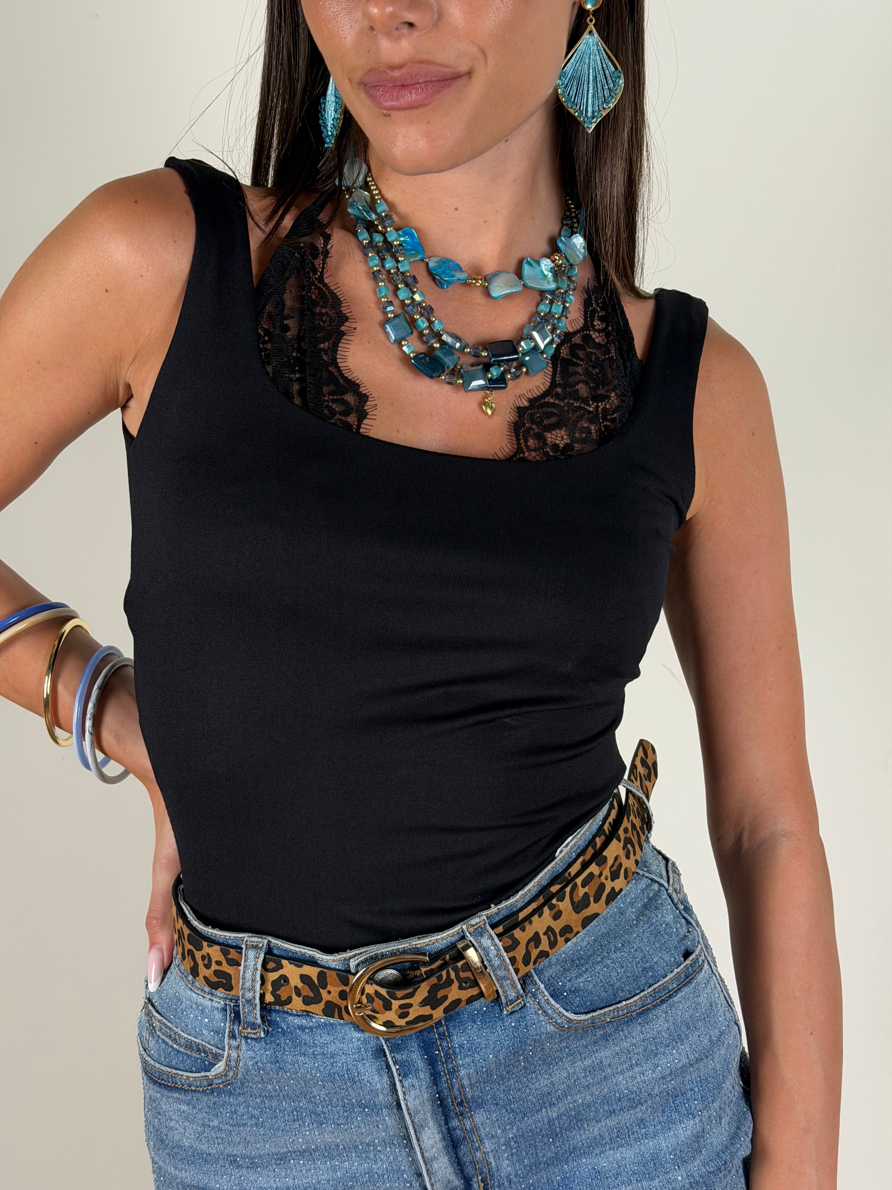 Top Cristallo nero