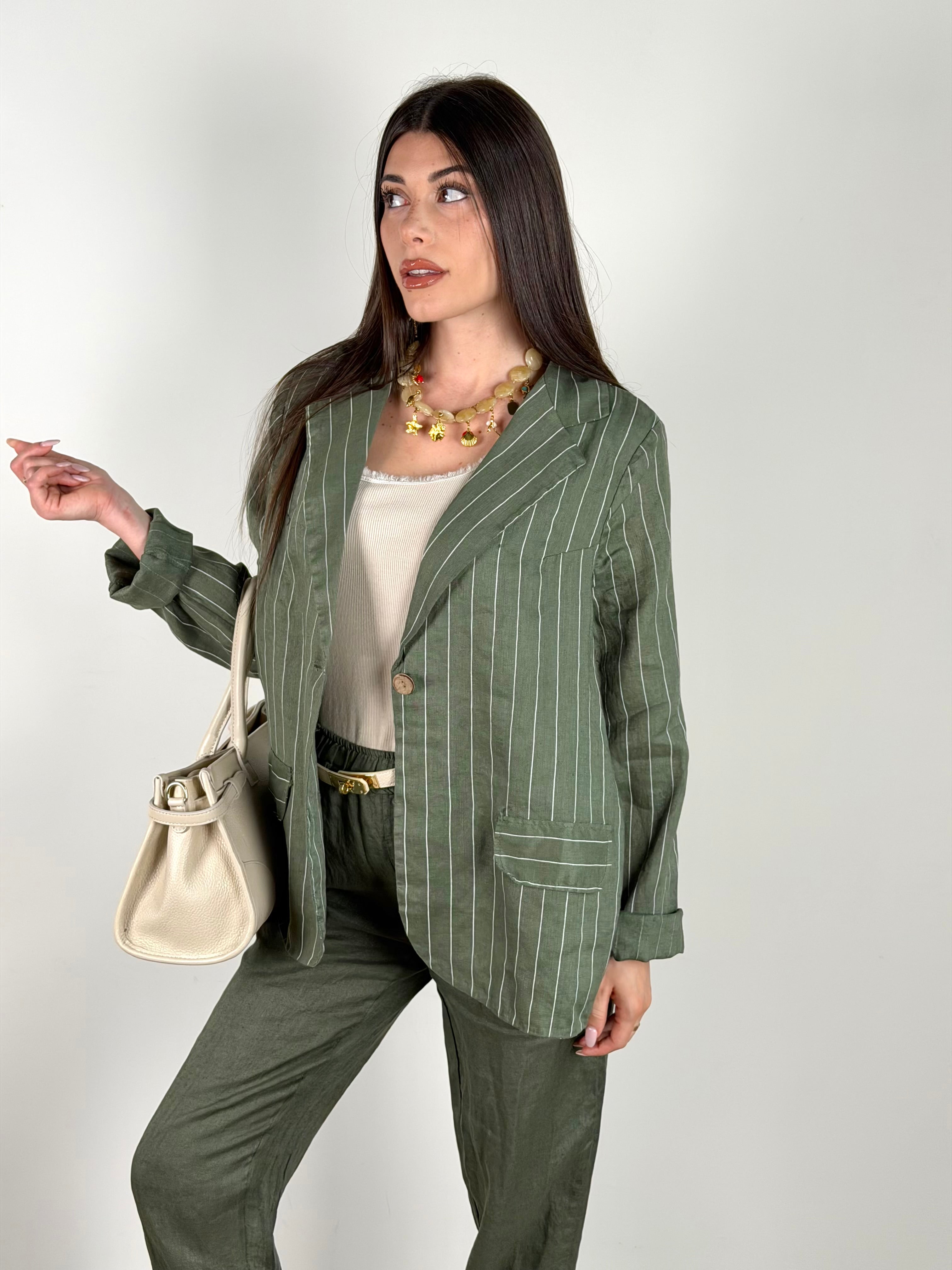 Giacca puro lino Benny verde