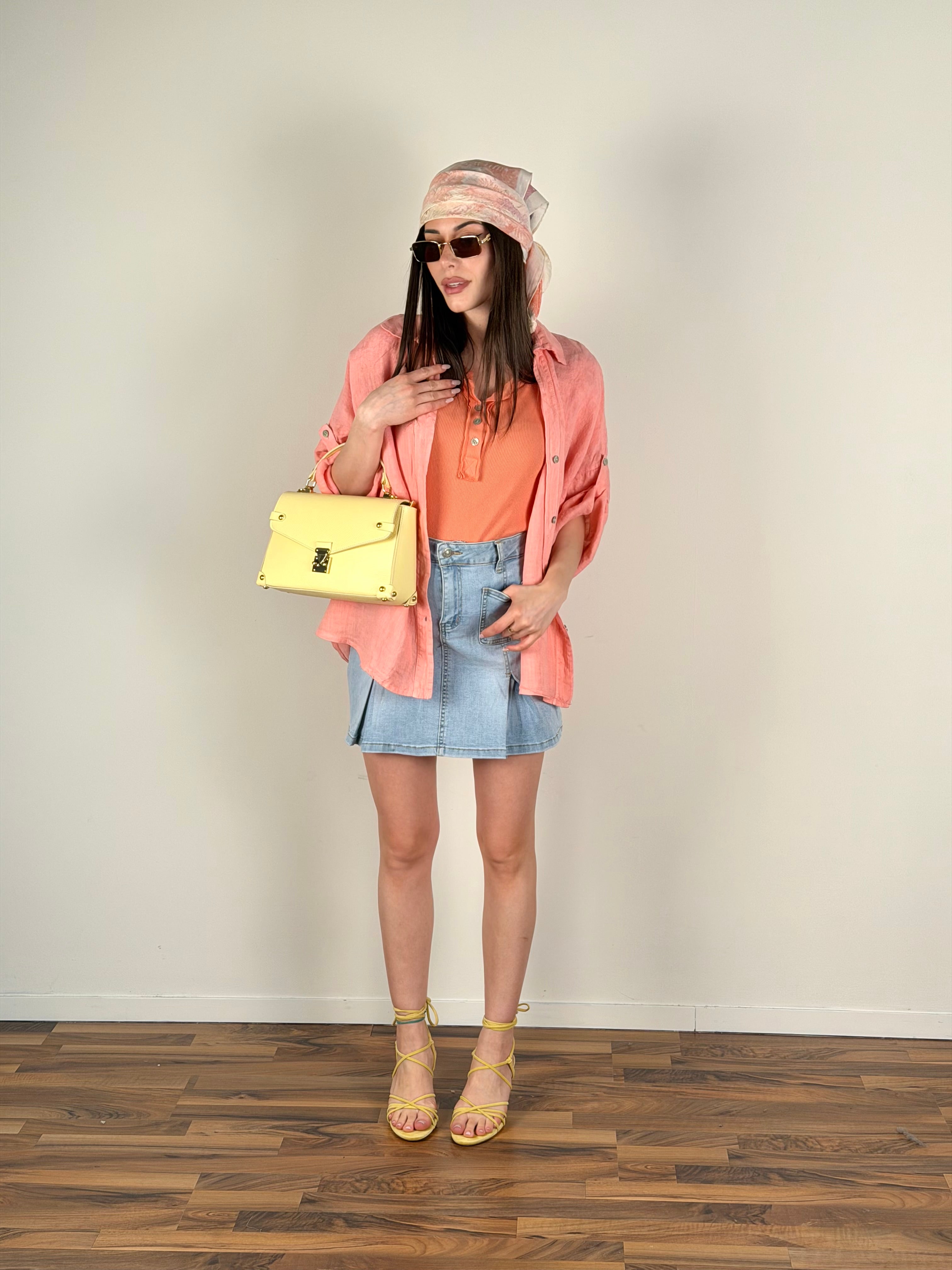 Camicia Sandy Puro Lino rosa/salmone