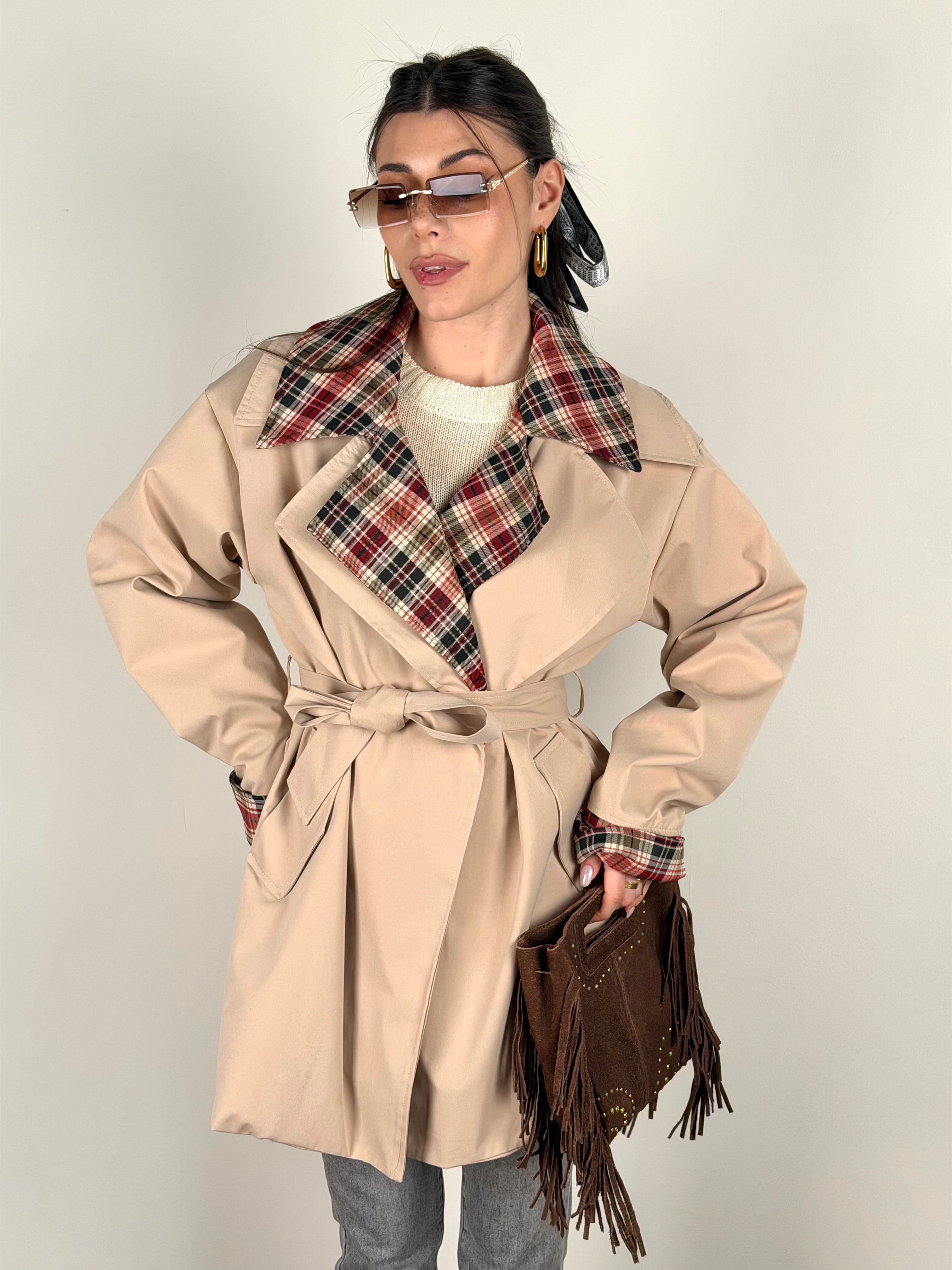 Trench check rosso