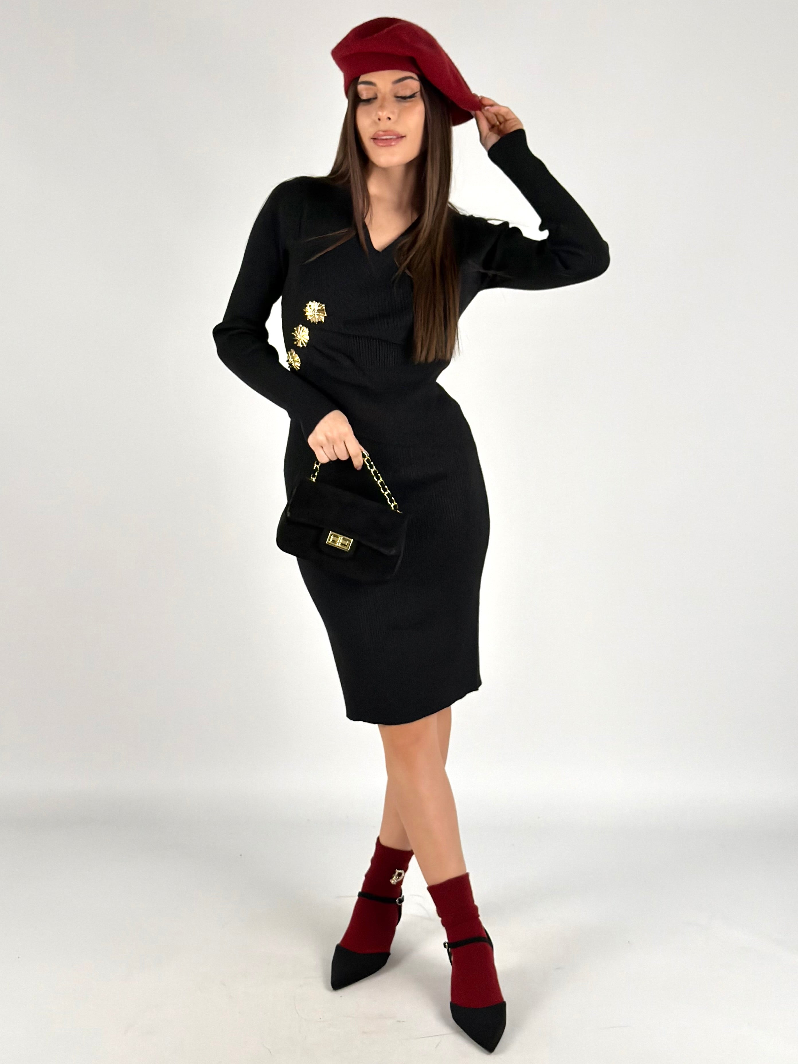 Abito tubino lurex nero