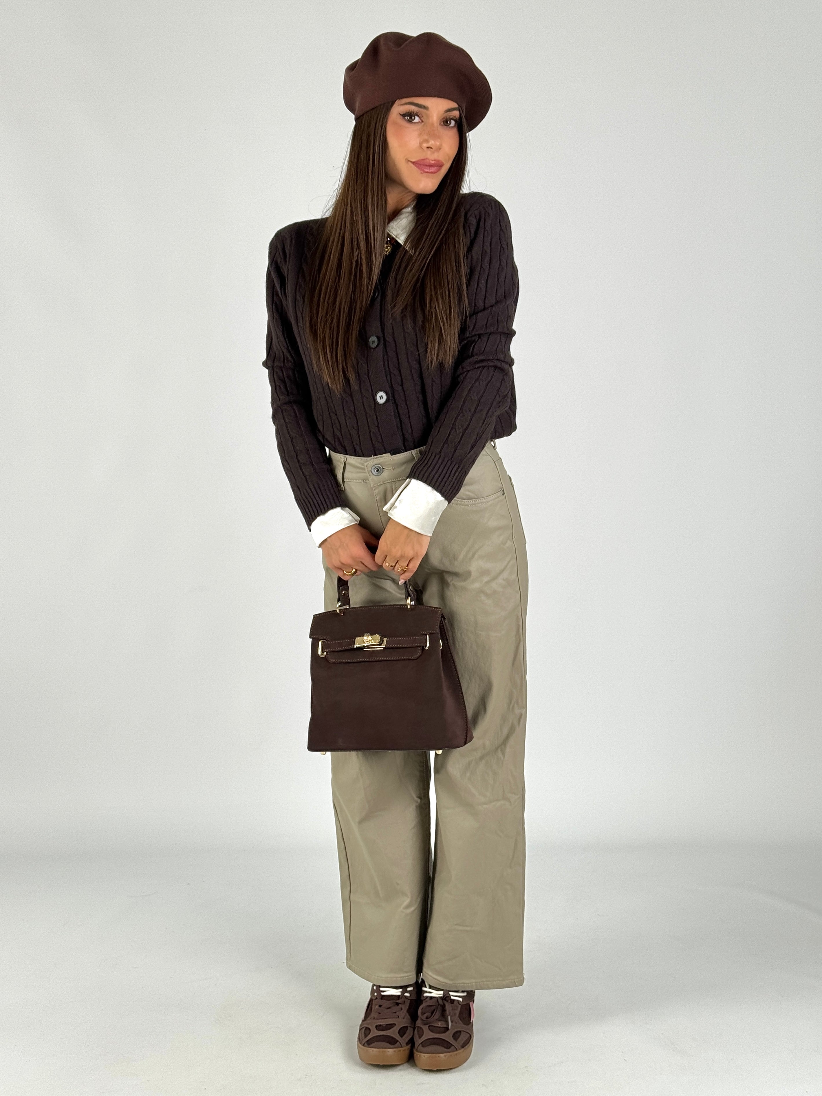 Pantalone in ecopelle Vicy beige