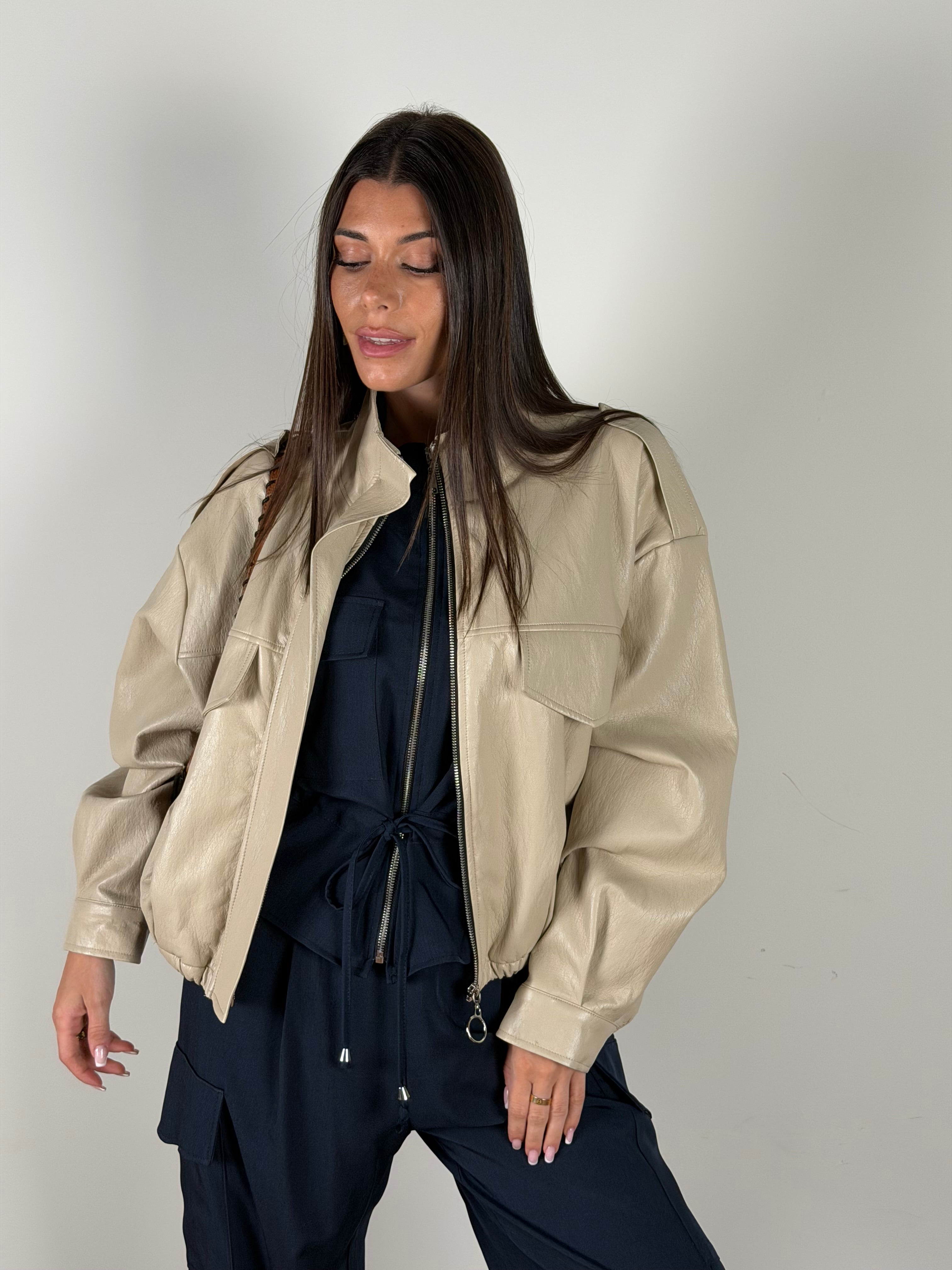 Bomber ecopelle Luna beige