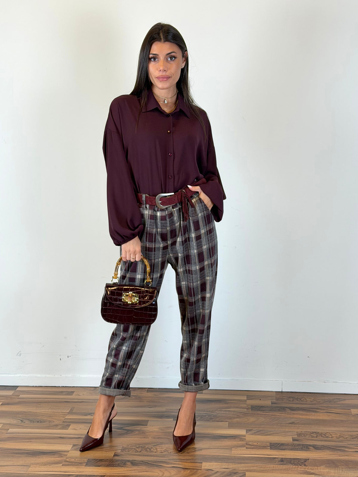 Camicia British bordeaux