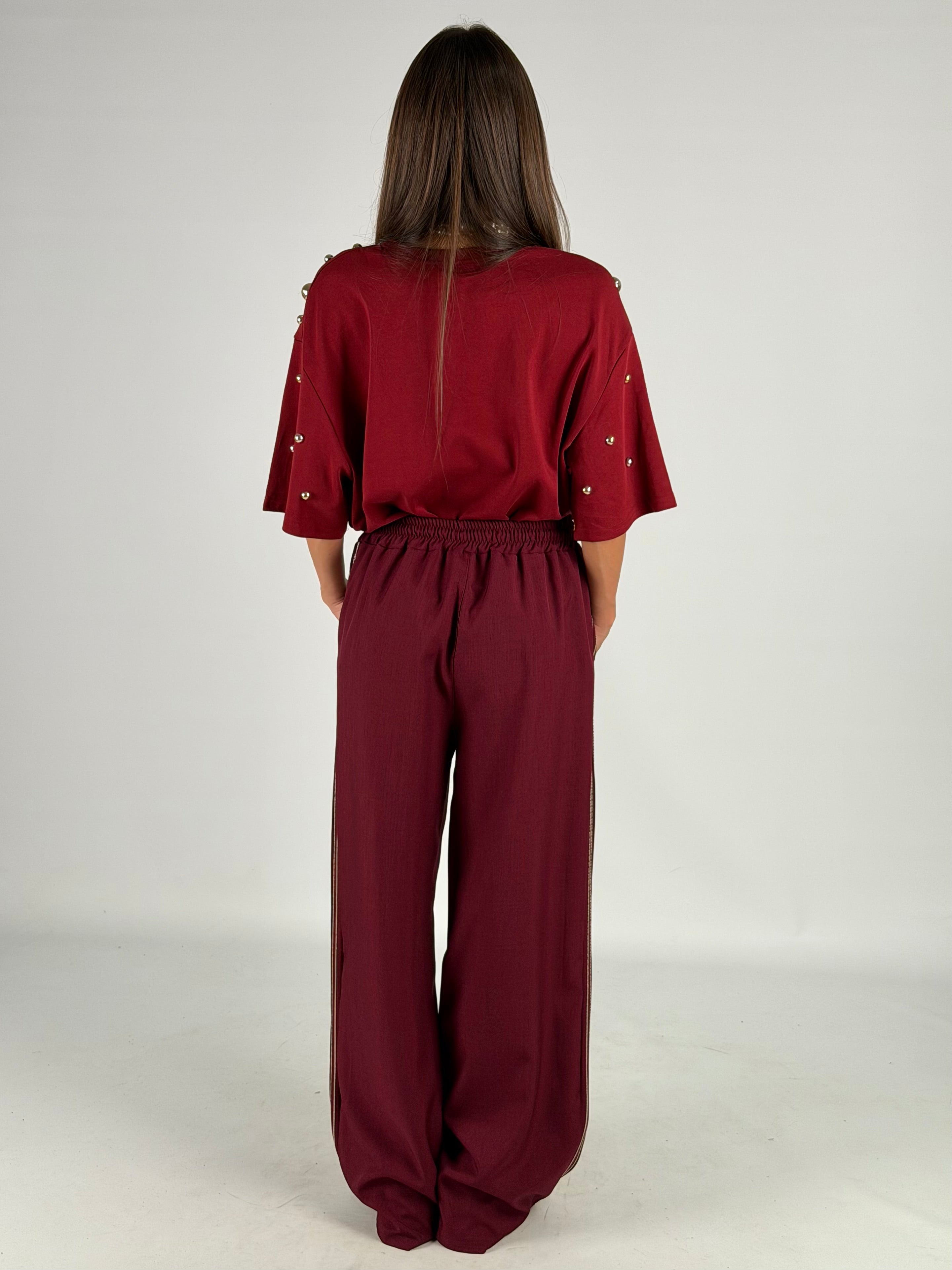 Pantalone righe bordeaux