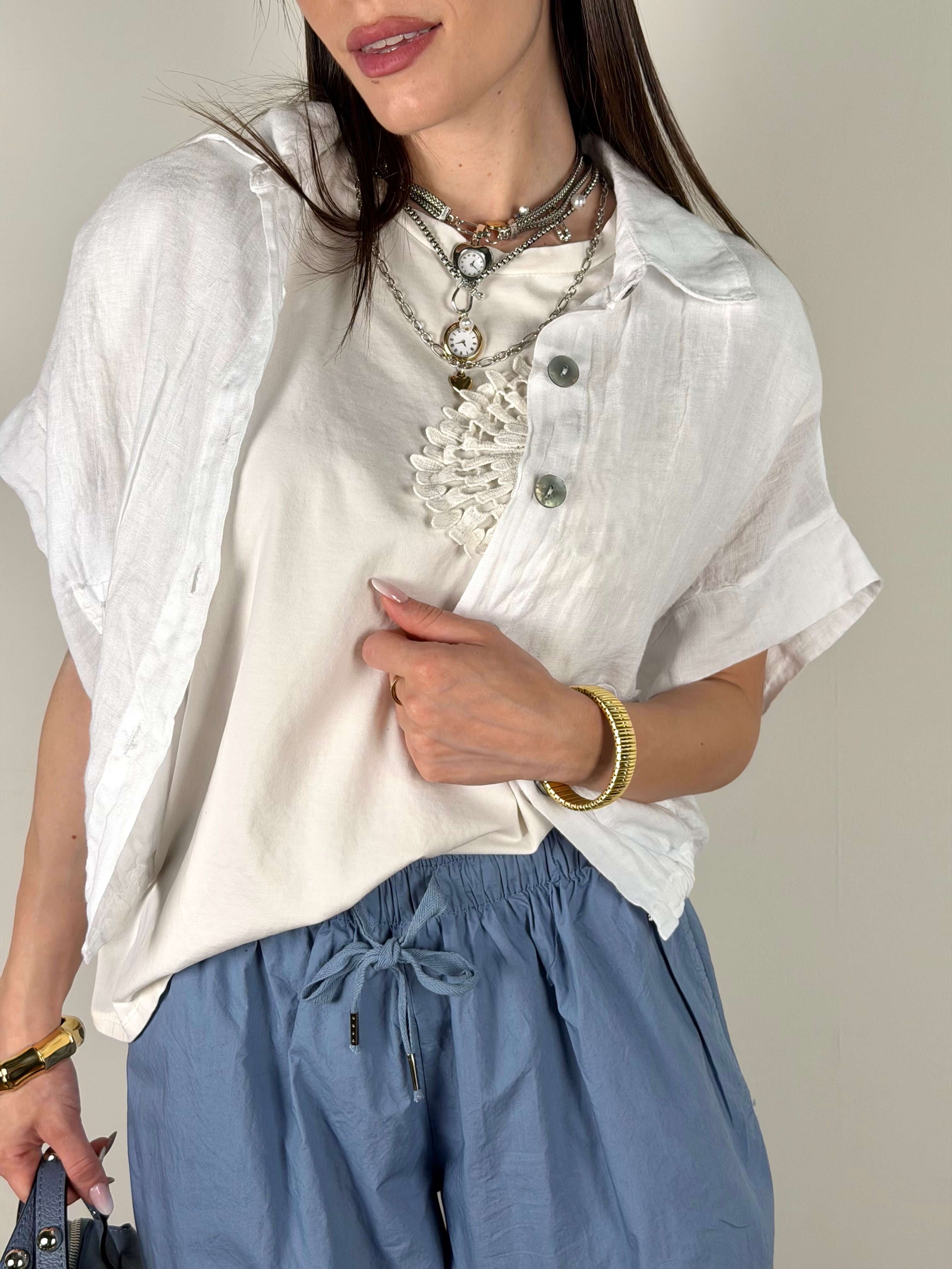 Camicia puro lino Duna bianca