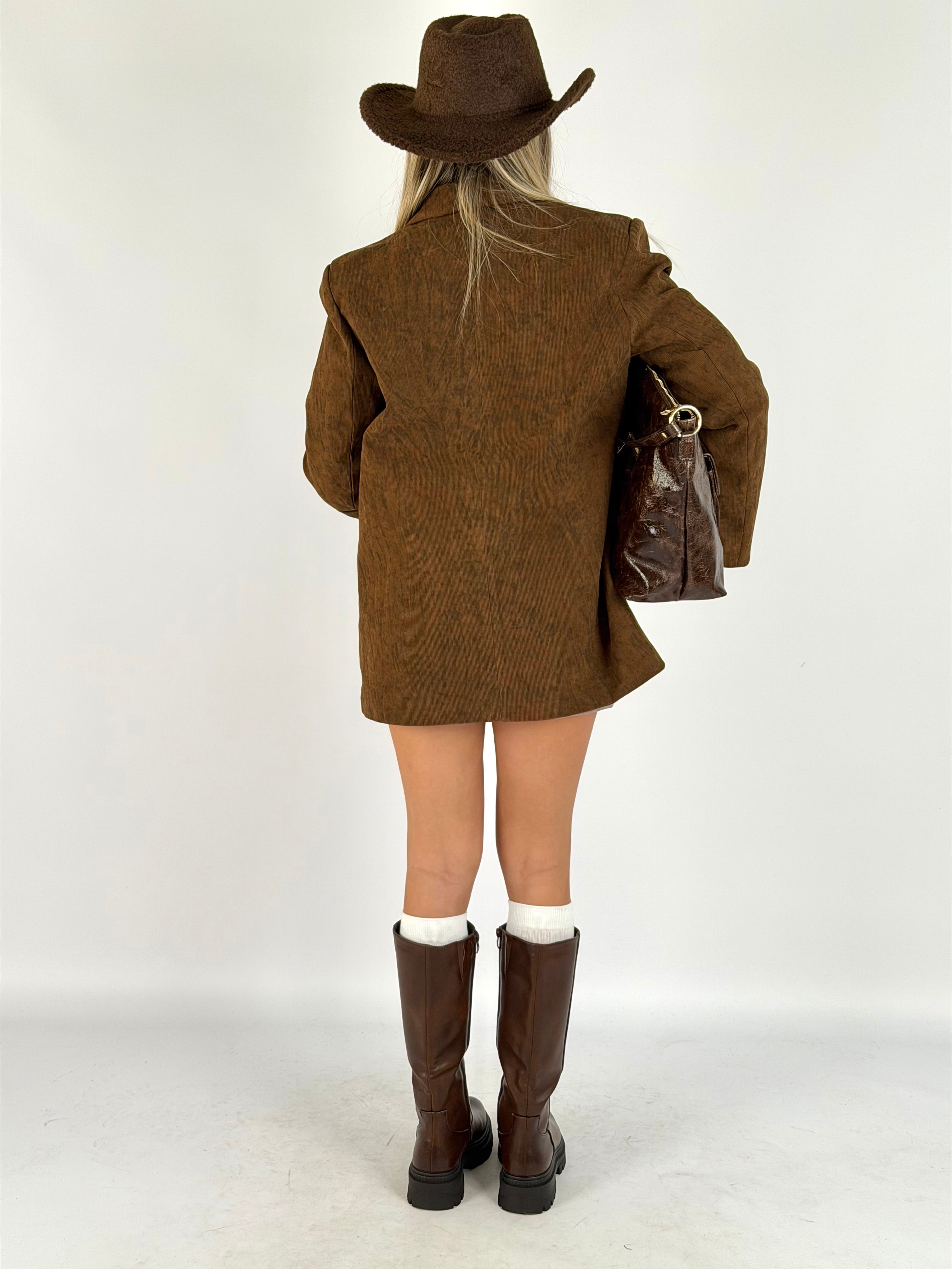 Giacca spilla maxi rosa tabacco