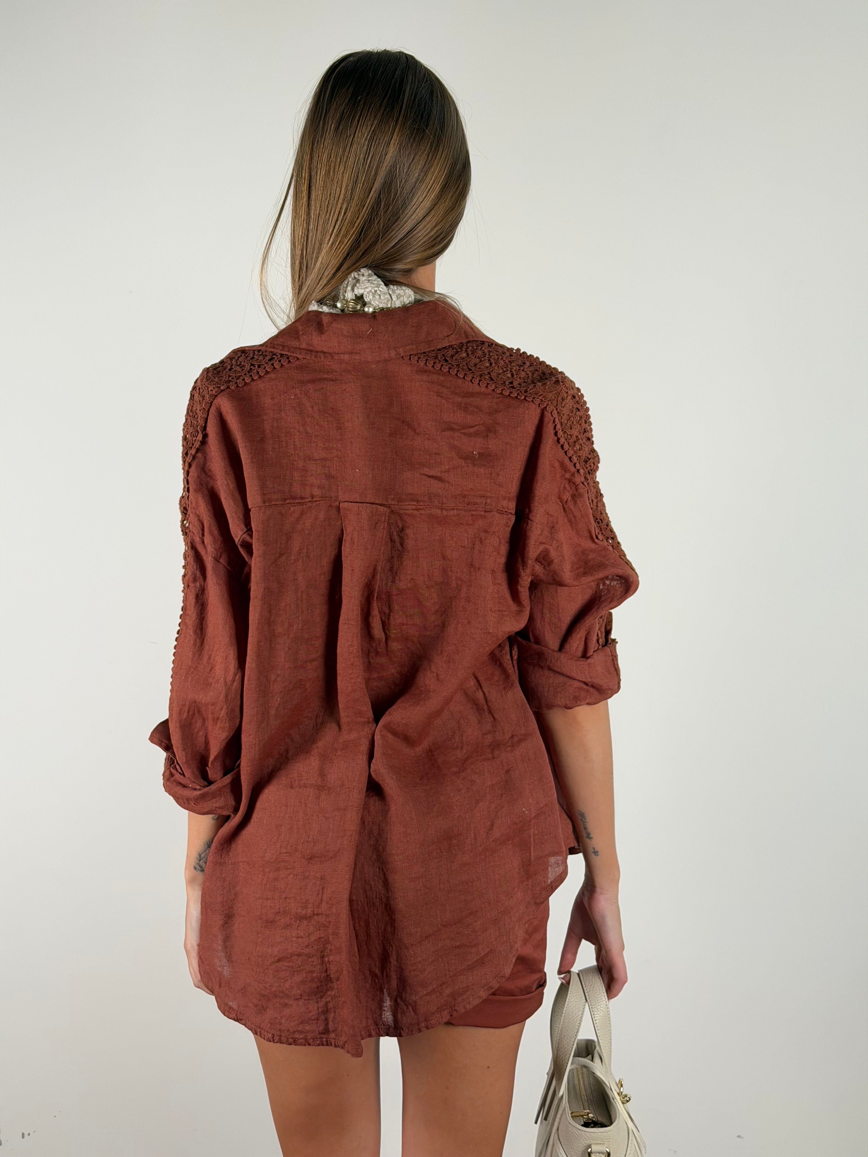 Camicia puro lino Valentine coccio