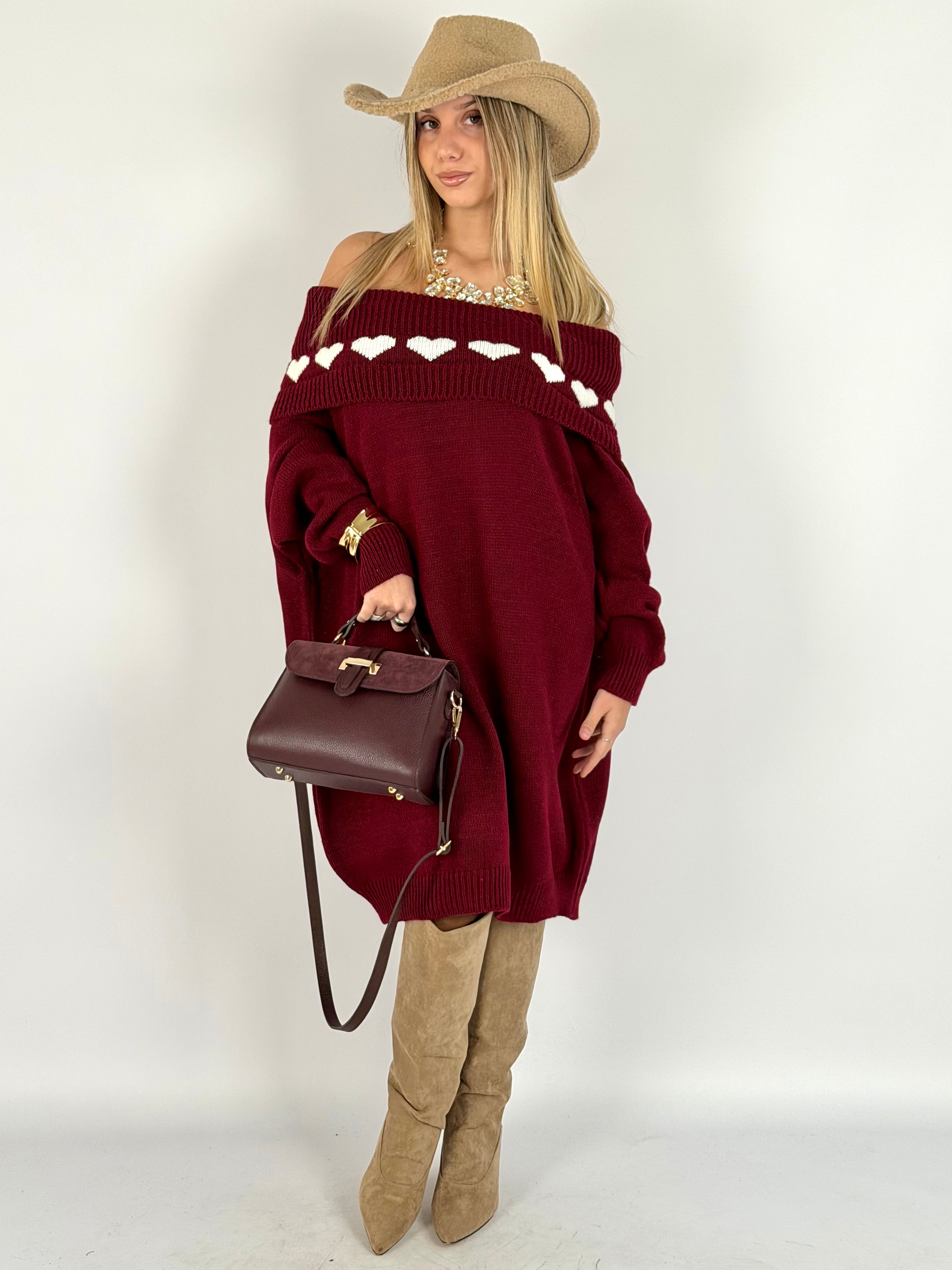 Abito cuori bordeaux