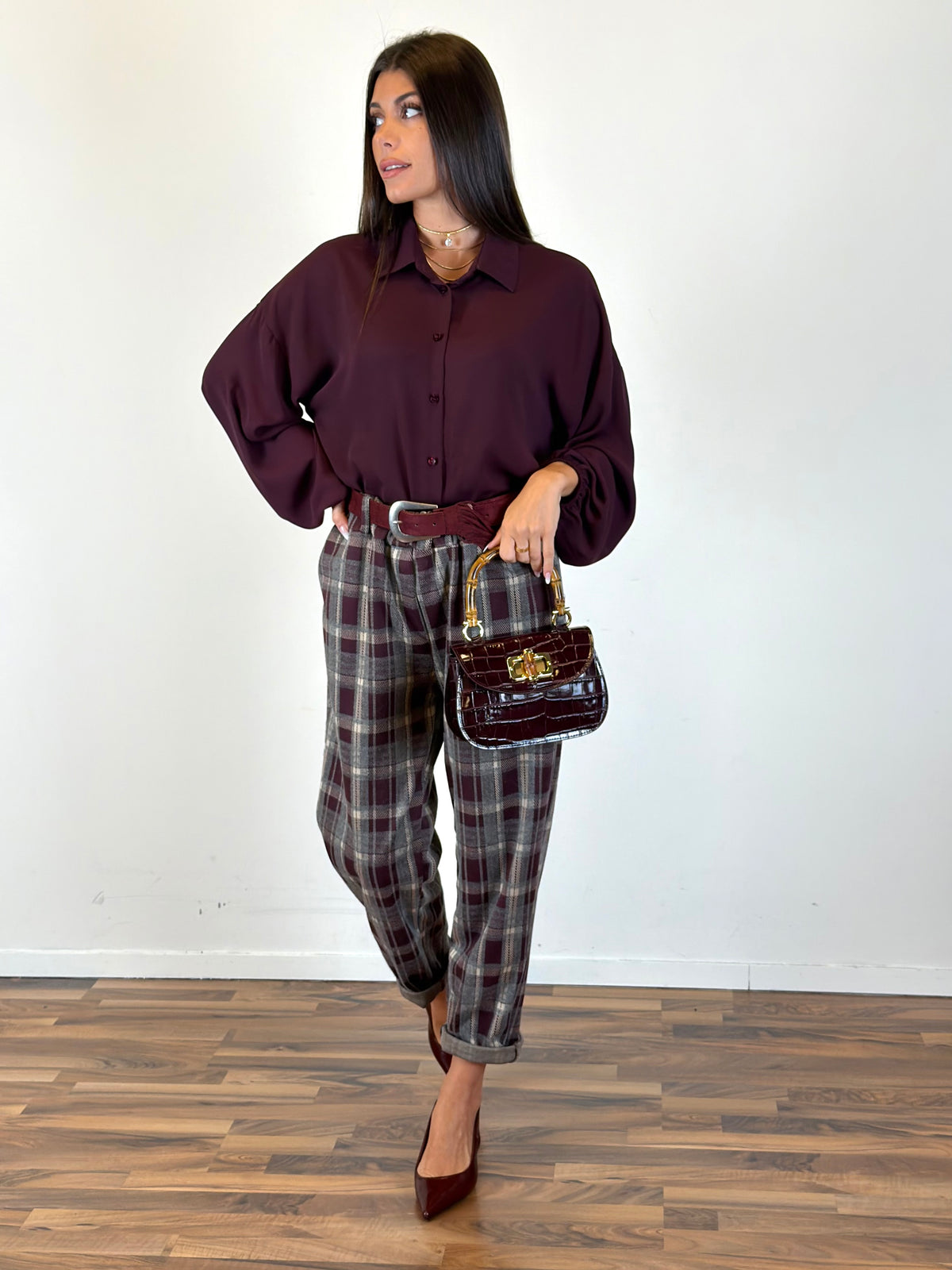 Camicia British bordeaux