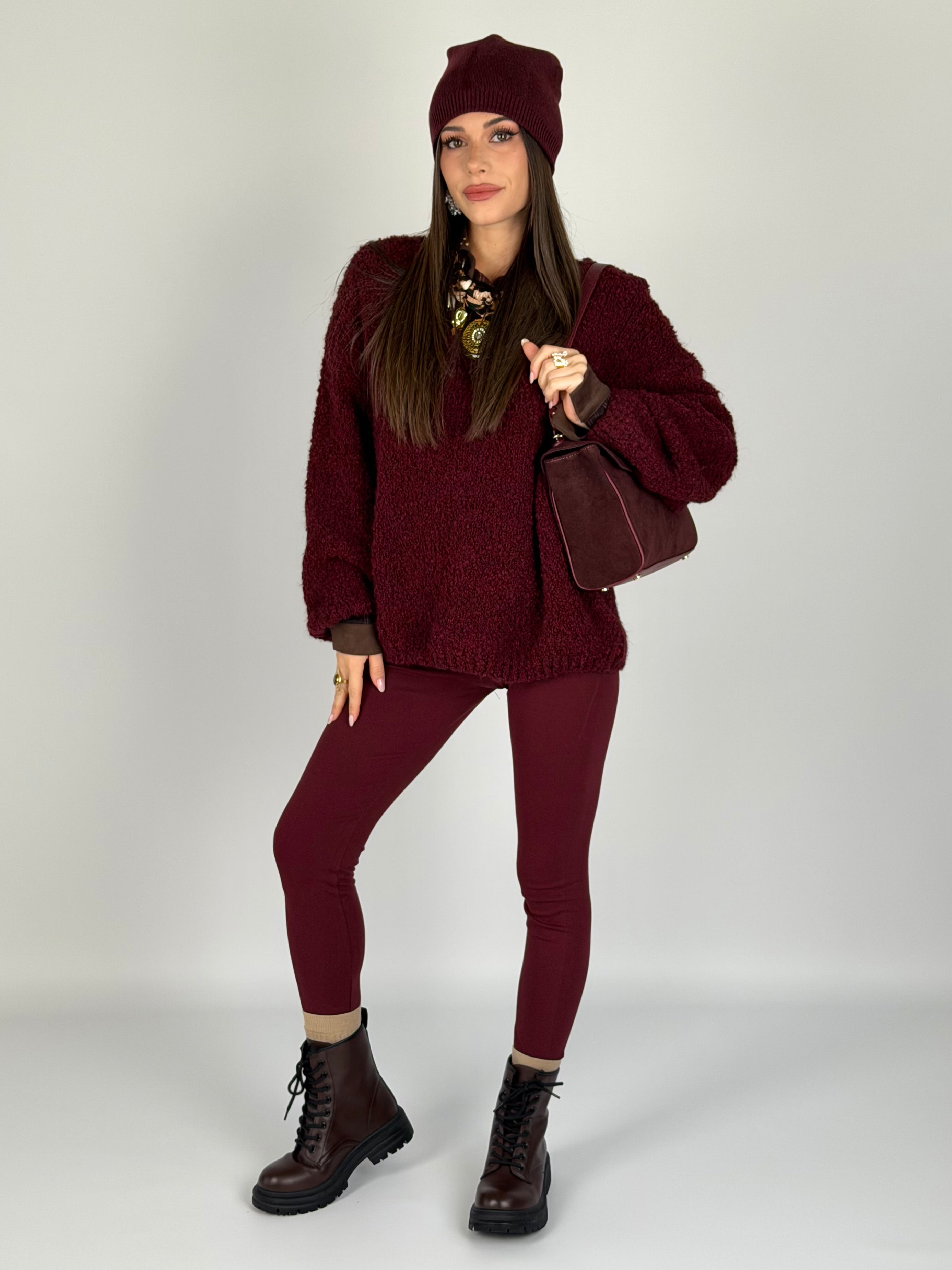 Leggins cotone bordeaux