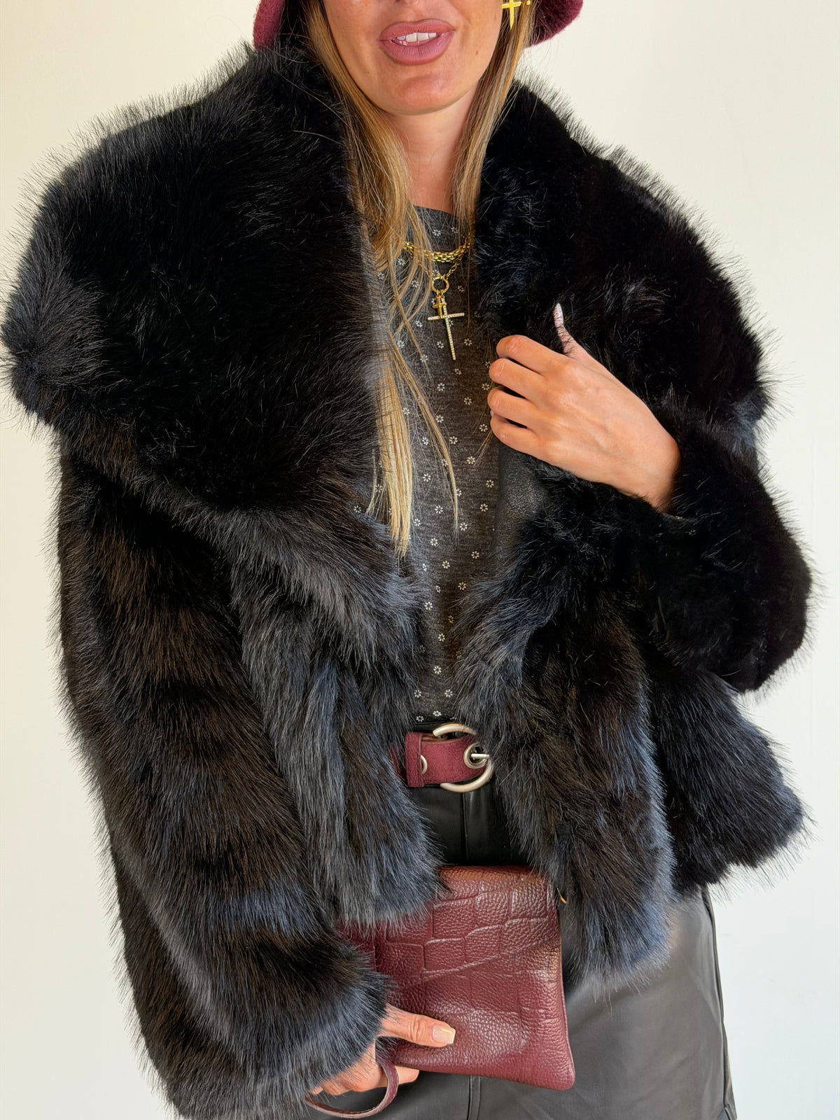 Pelliccia reversibile Jacqueline nero