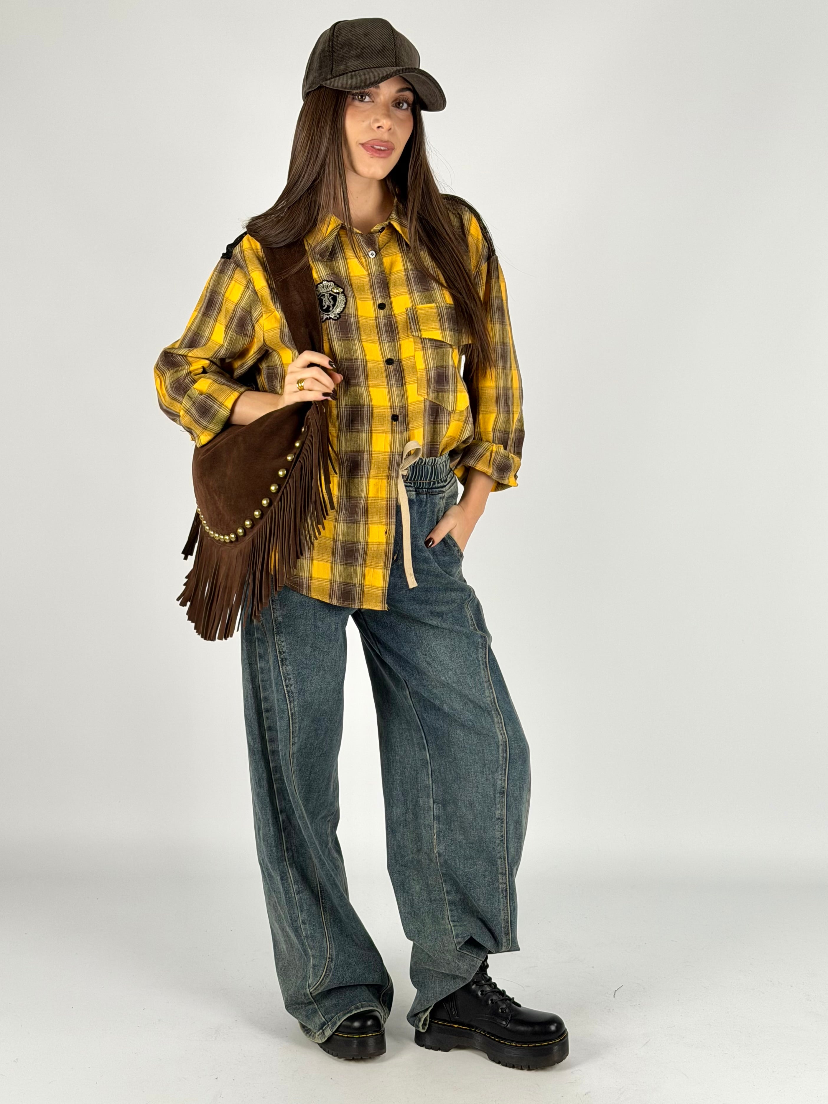 Camicia a quadri gialla e nera