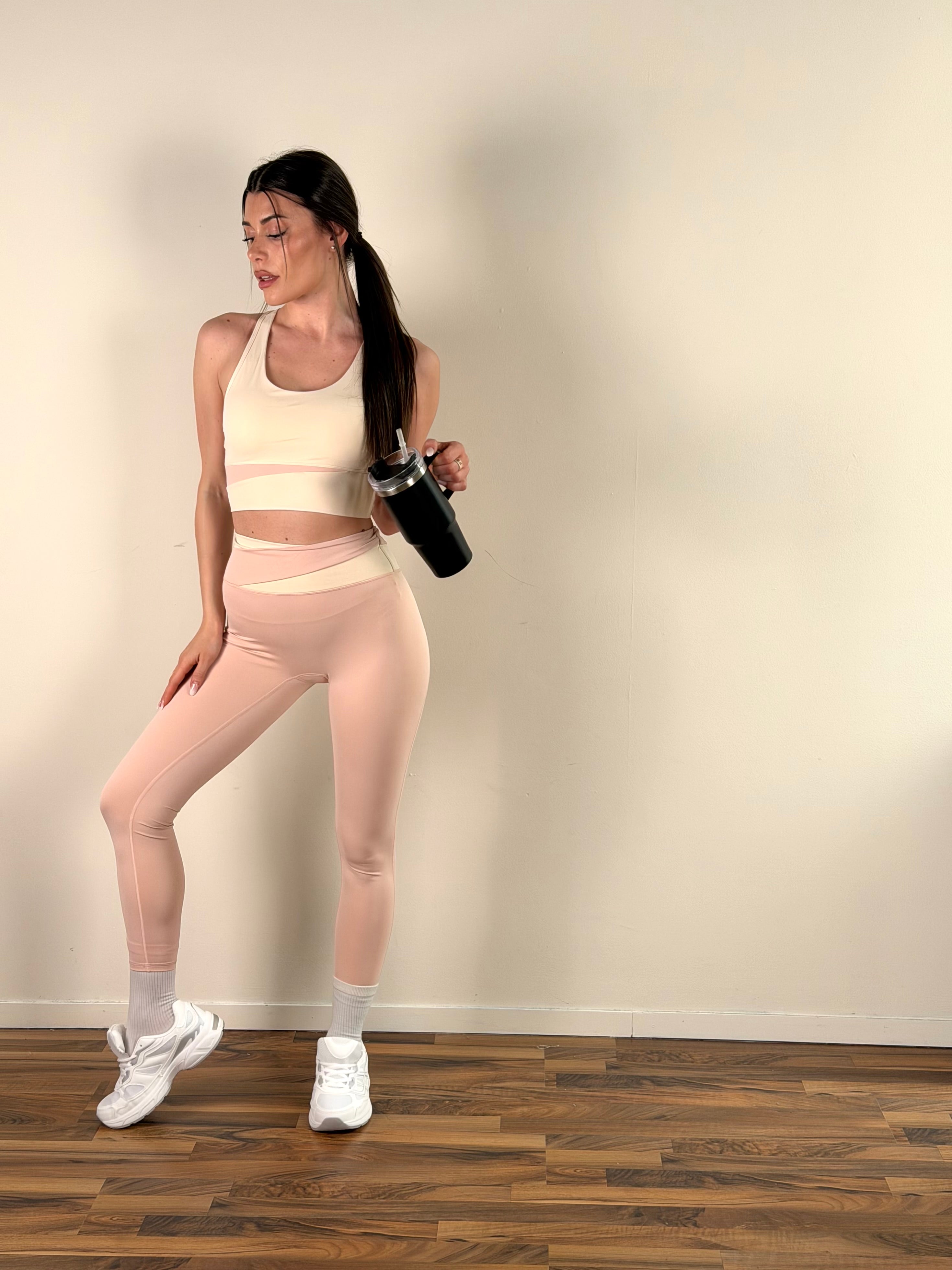 Pantalone Set sportivo bicolor rosa