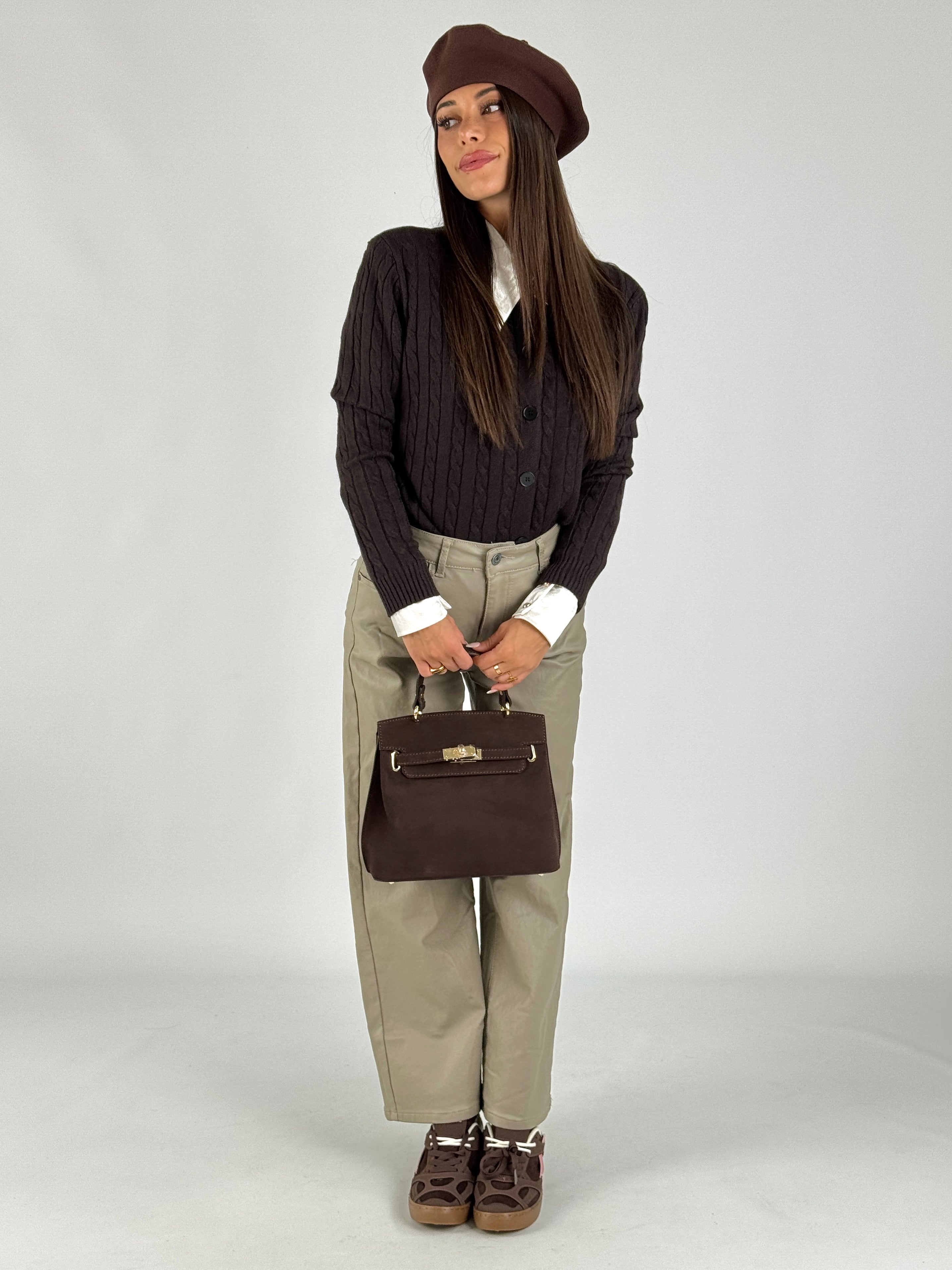 Pantalone in ecopelle Vicy beige
