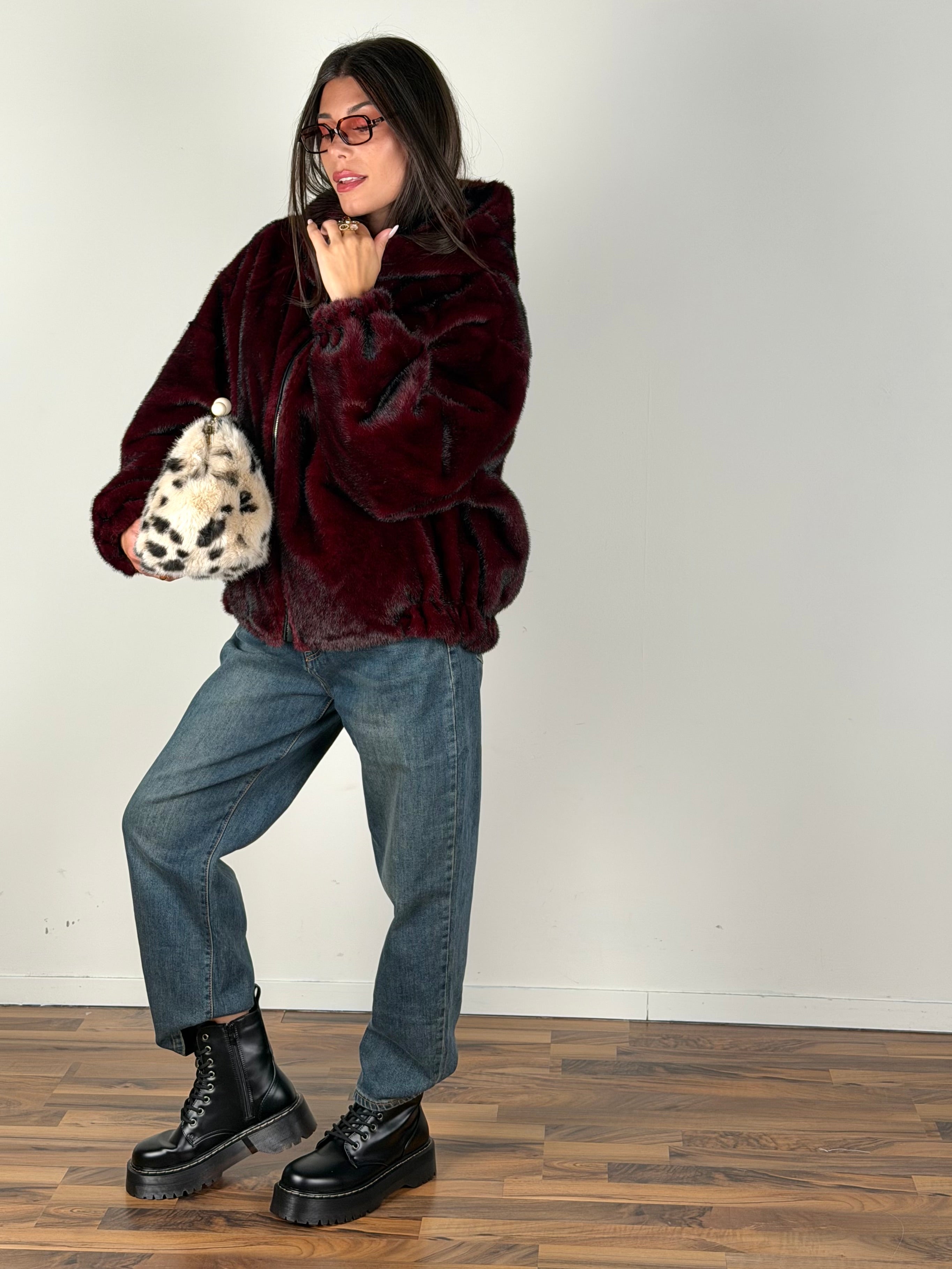 Pelliccia reversibile bordeaux