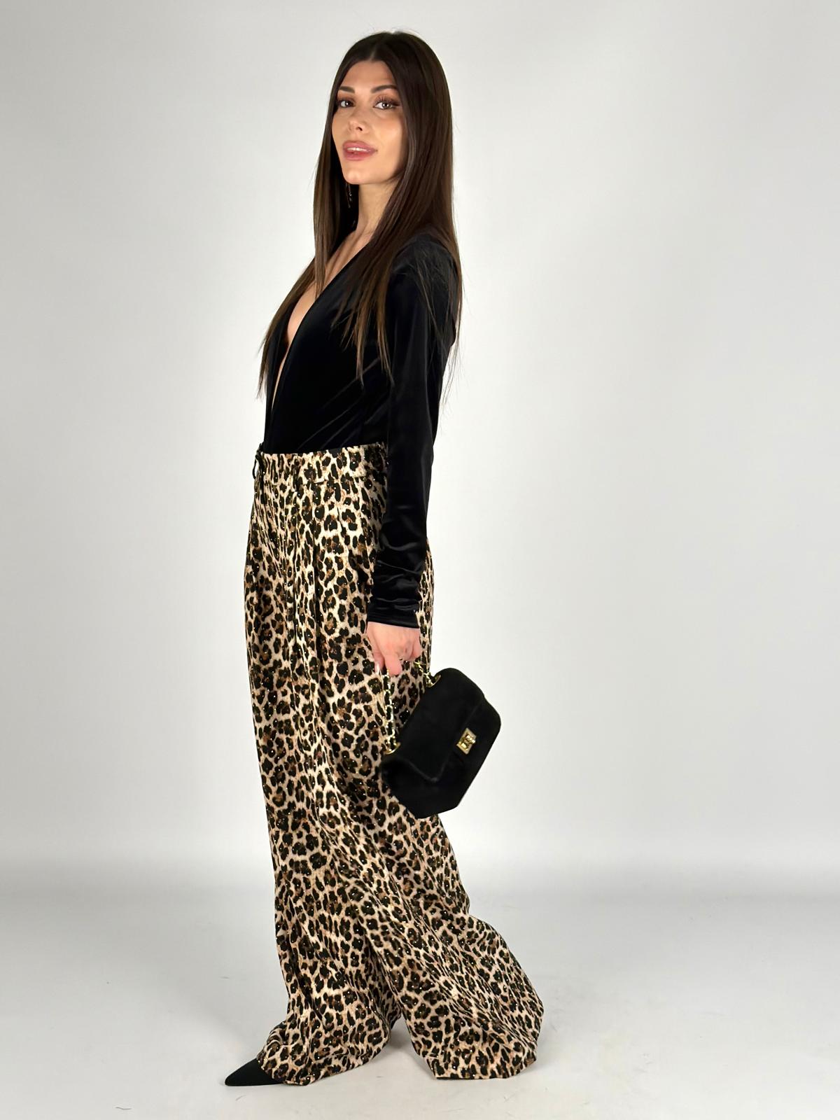 Pantalone leopard glitter