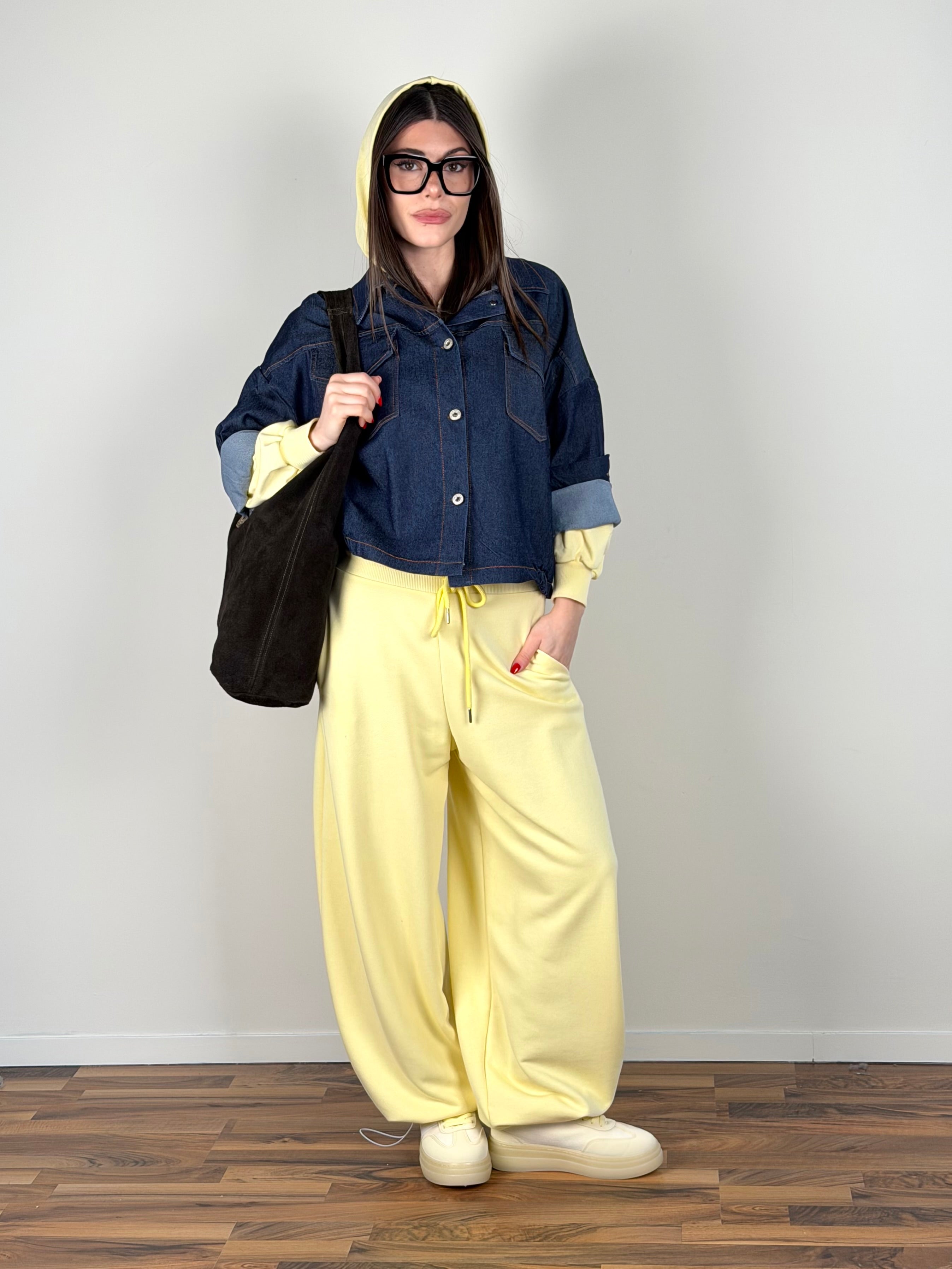 Pantalone tuta basic giallo