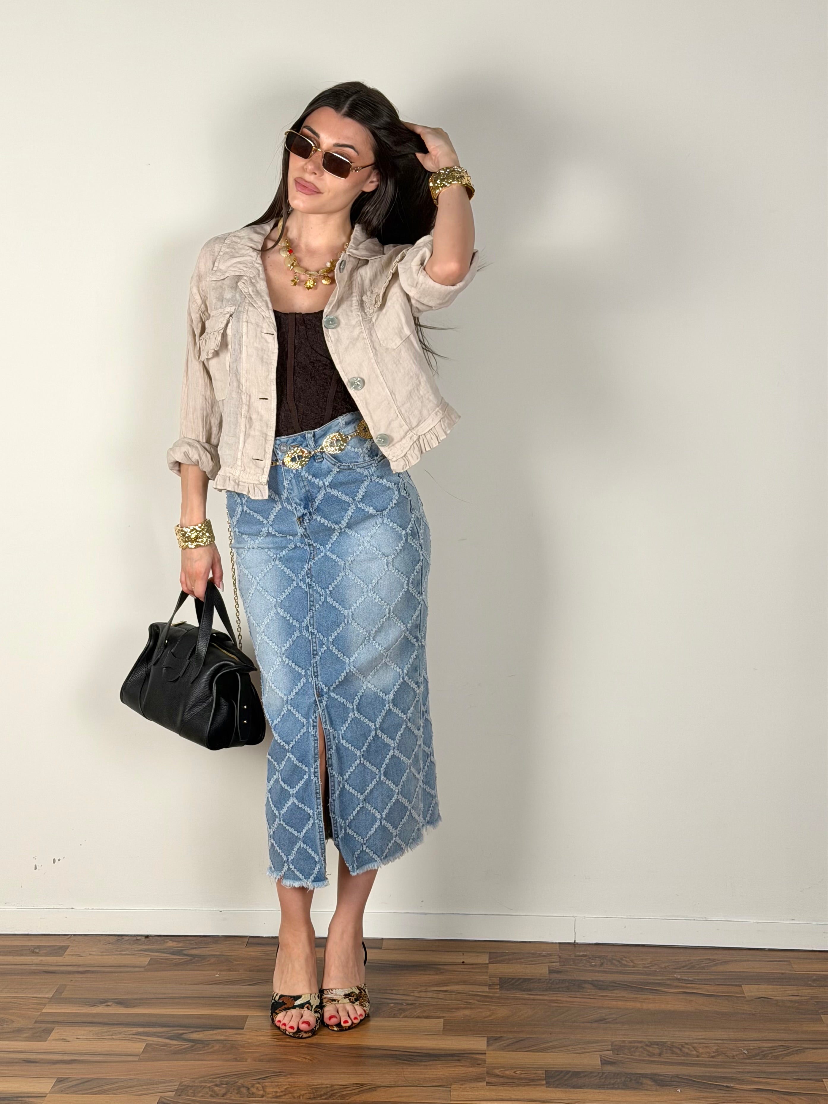 Camicia puro lino Glamour beige