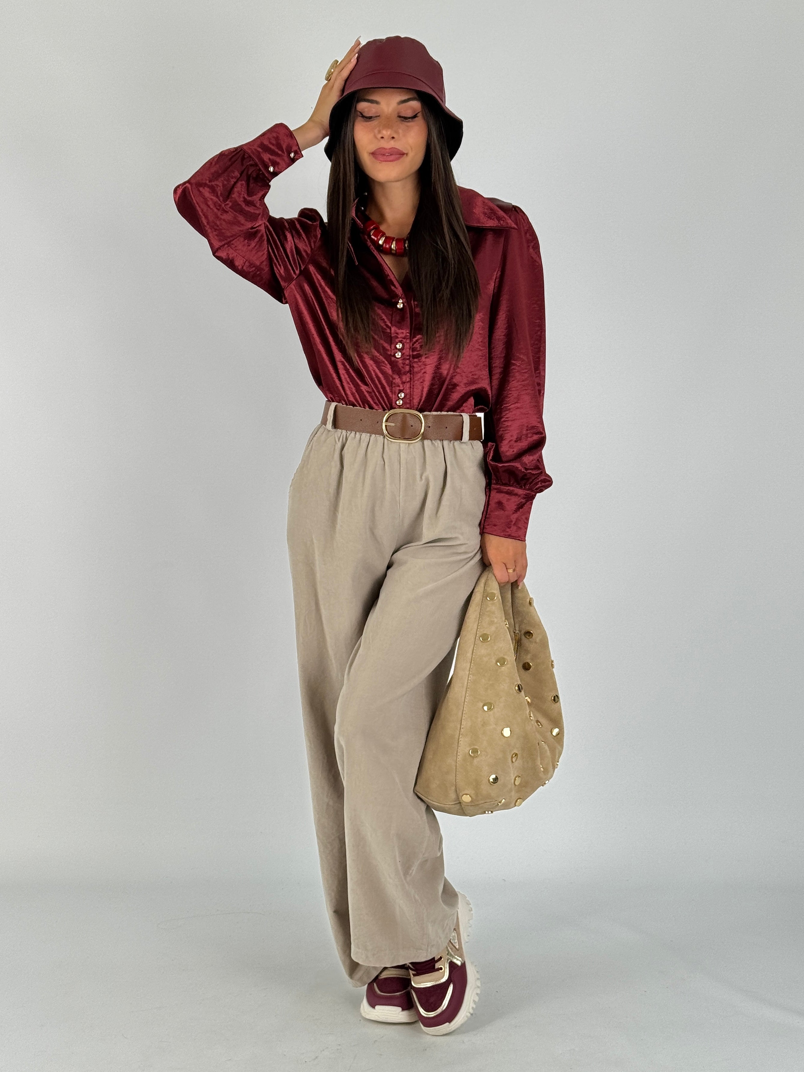 Camicia seta bordeaux