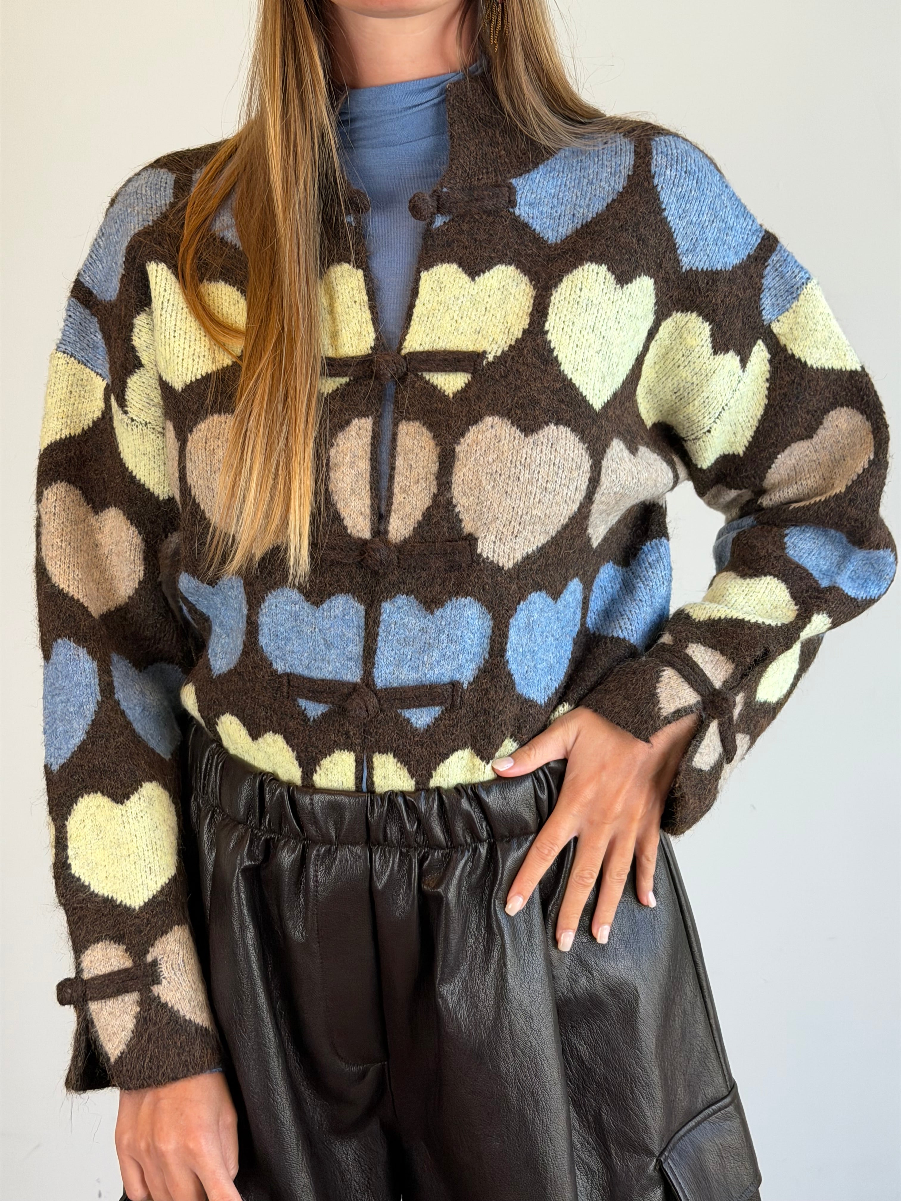 Maglia Maxi cuori moro