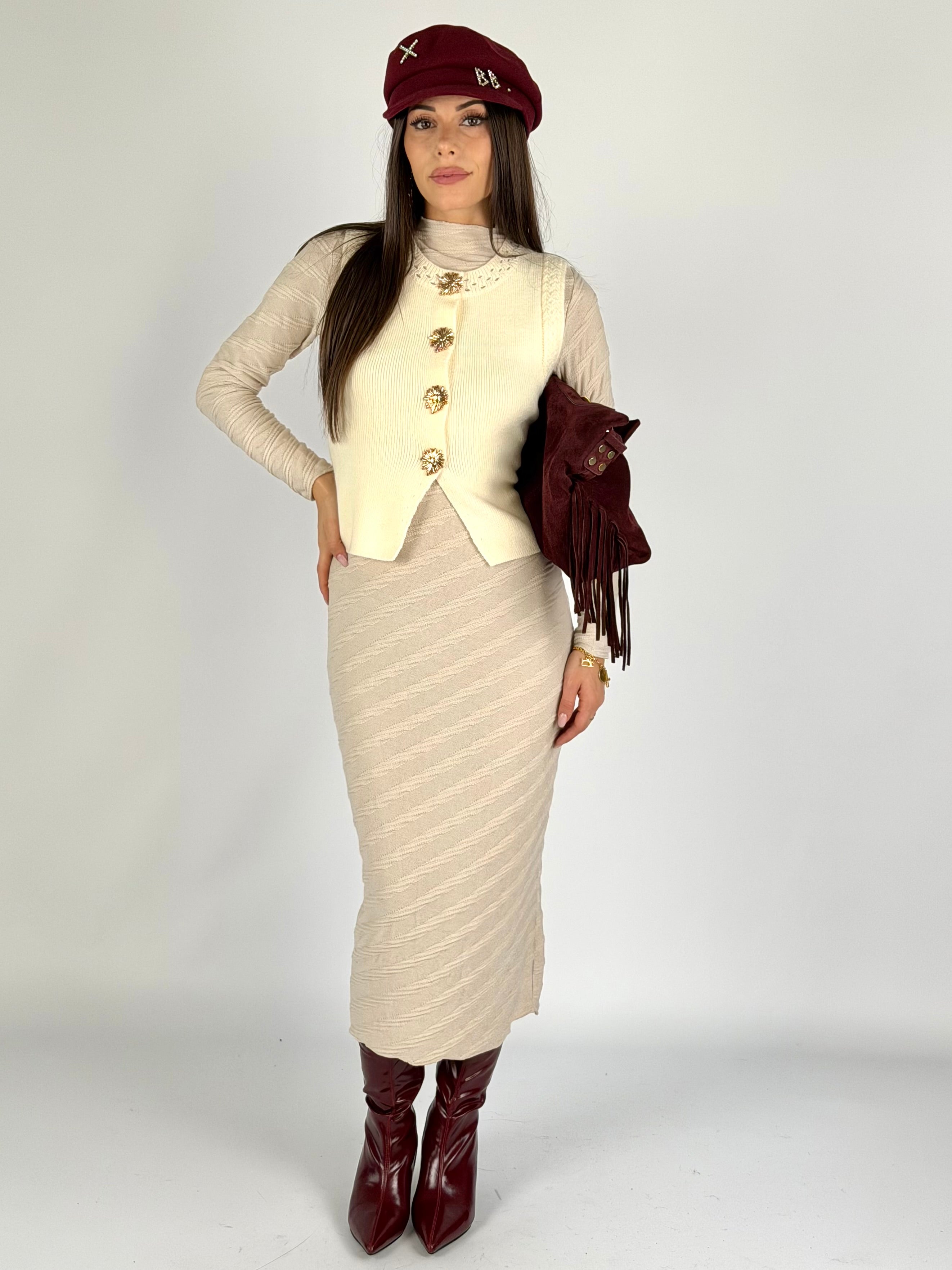 Gilet bottoni sweet beige