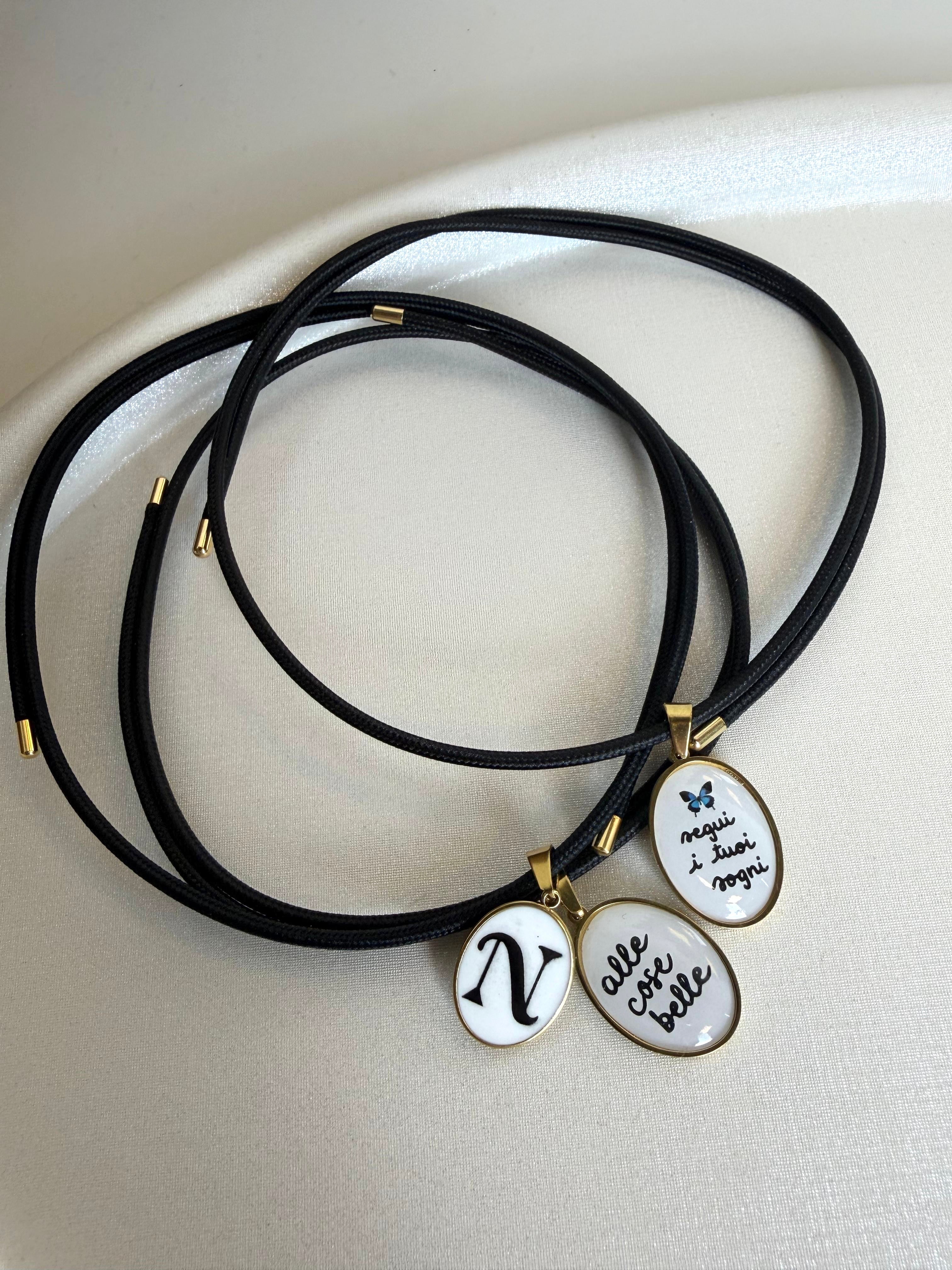 Collana ‘segui il tuo cuore’ Cordino nero