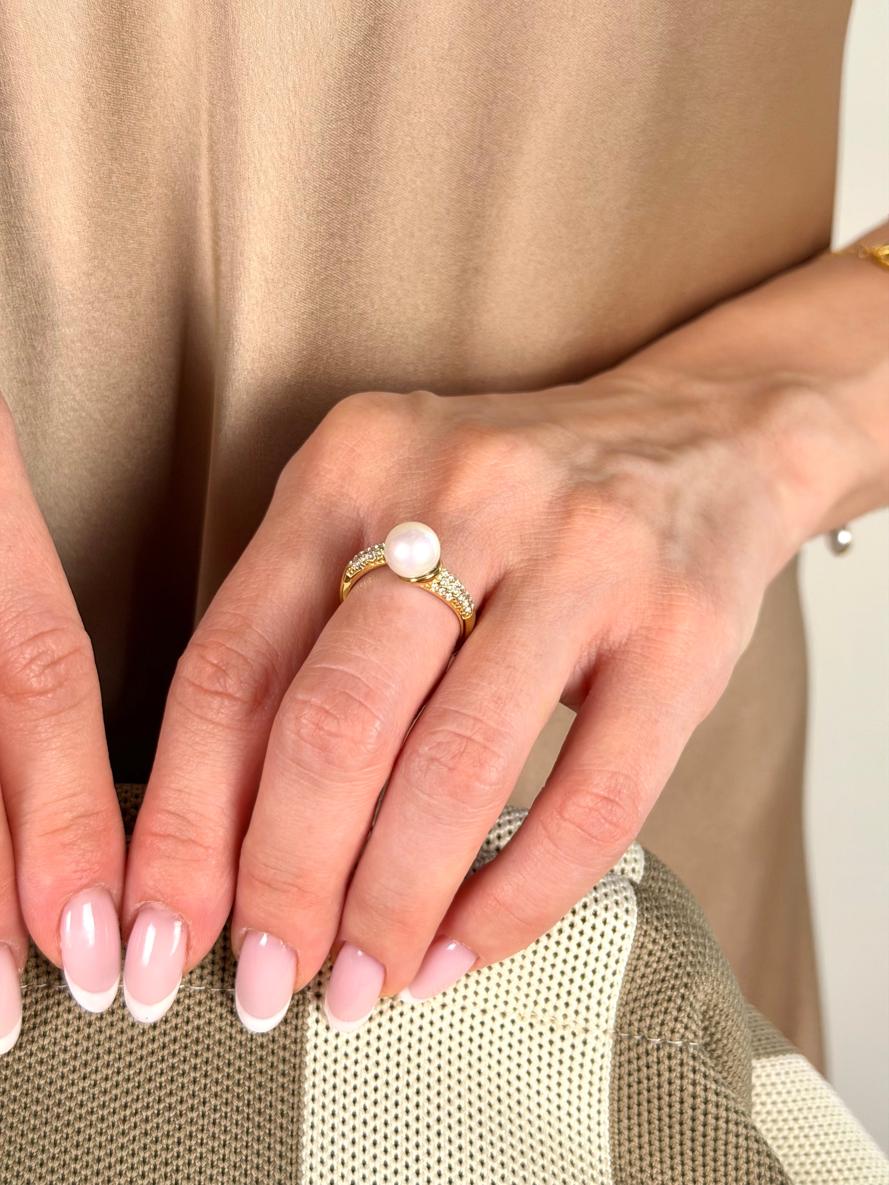 Anello solitario - collezione perla