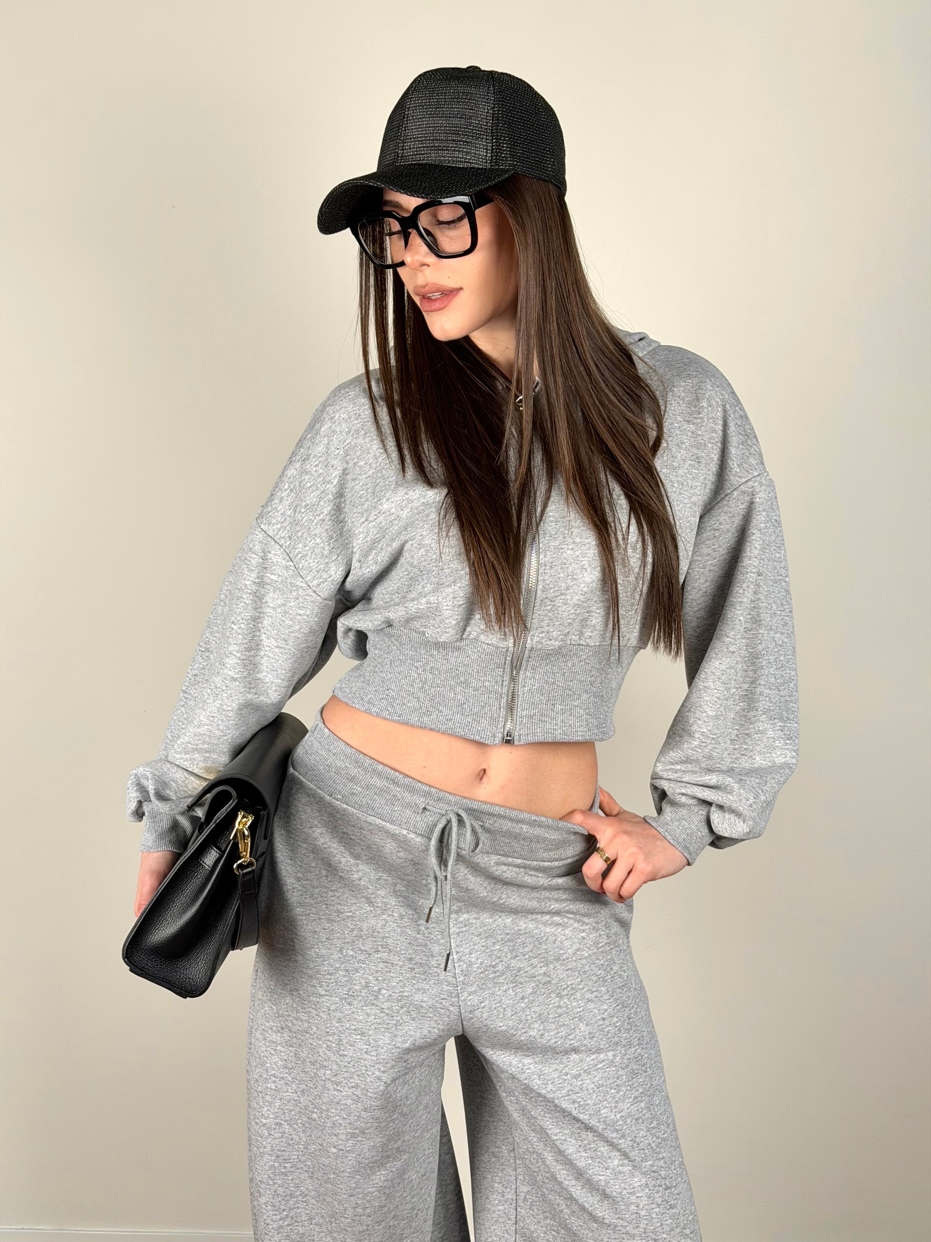 Felpa tuta sportiva basic grigia