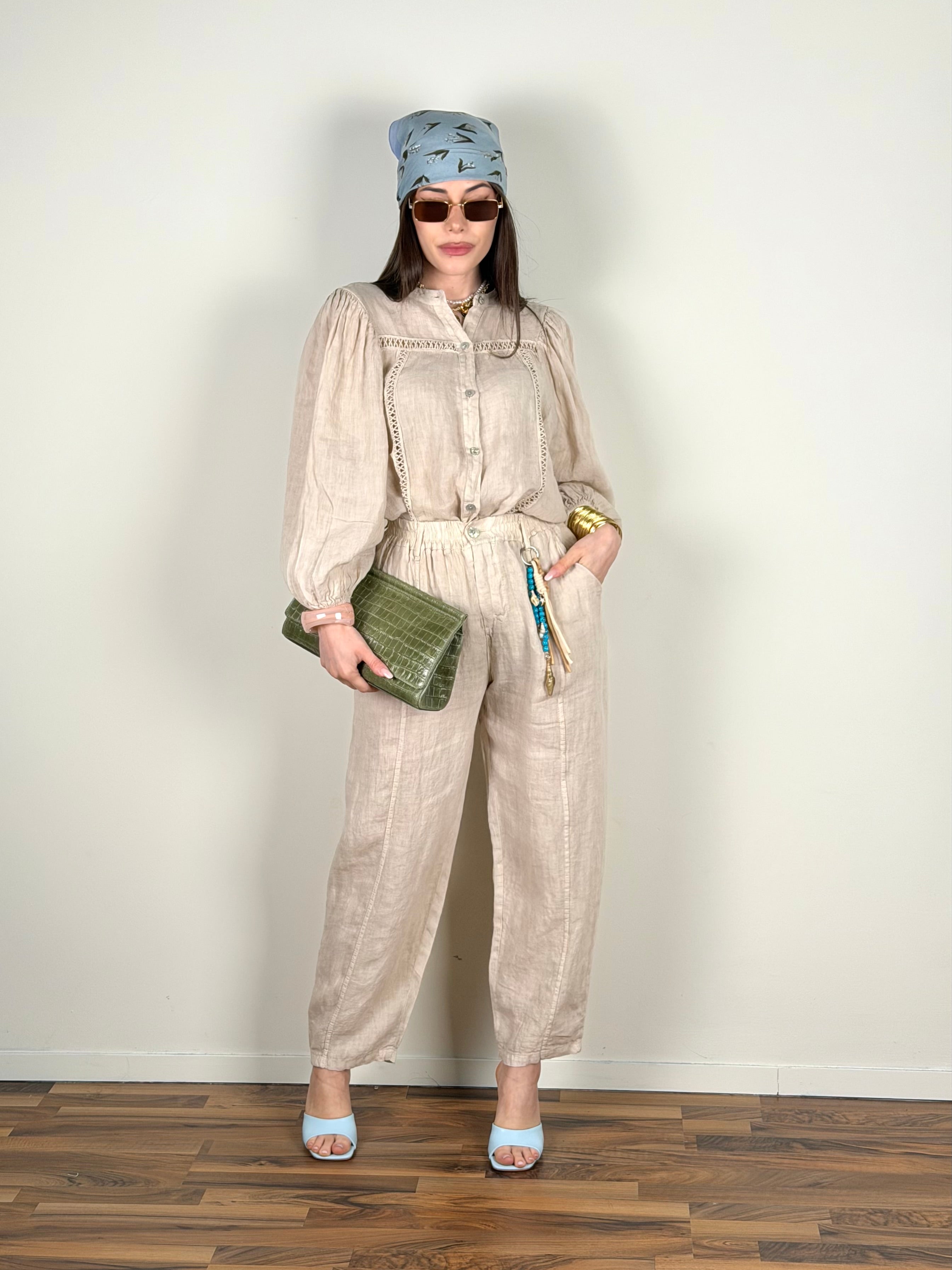 Camicia Nicole Puro Lino beige