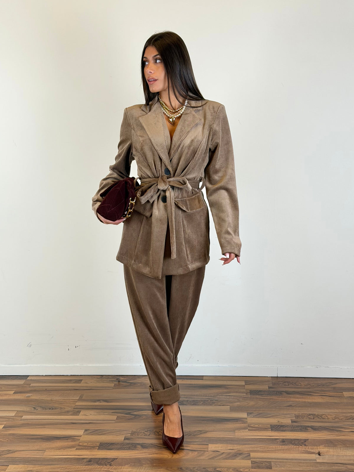 Completo Velluto Chic fango