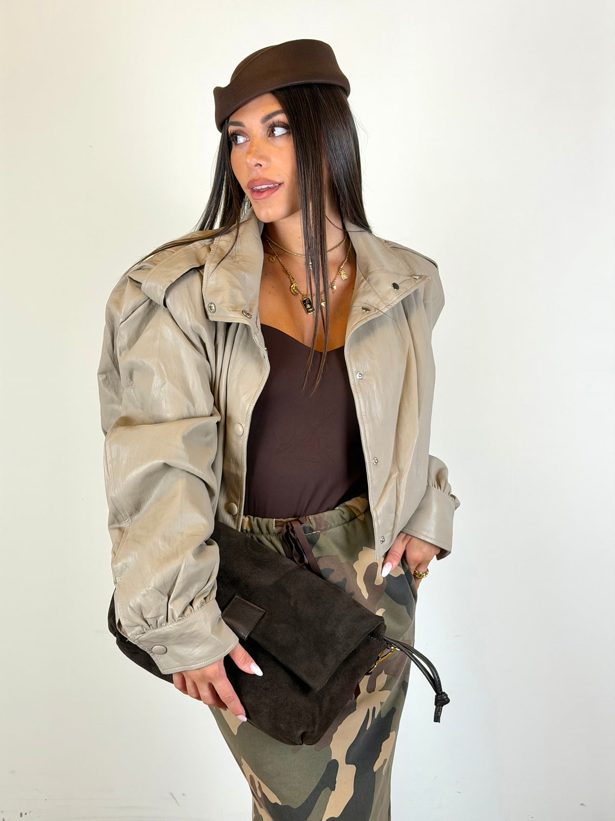 Bomber ecopelle London fango