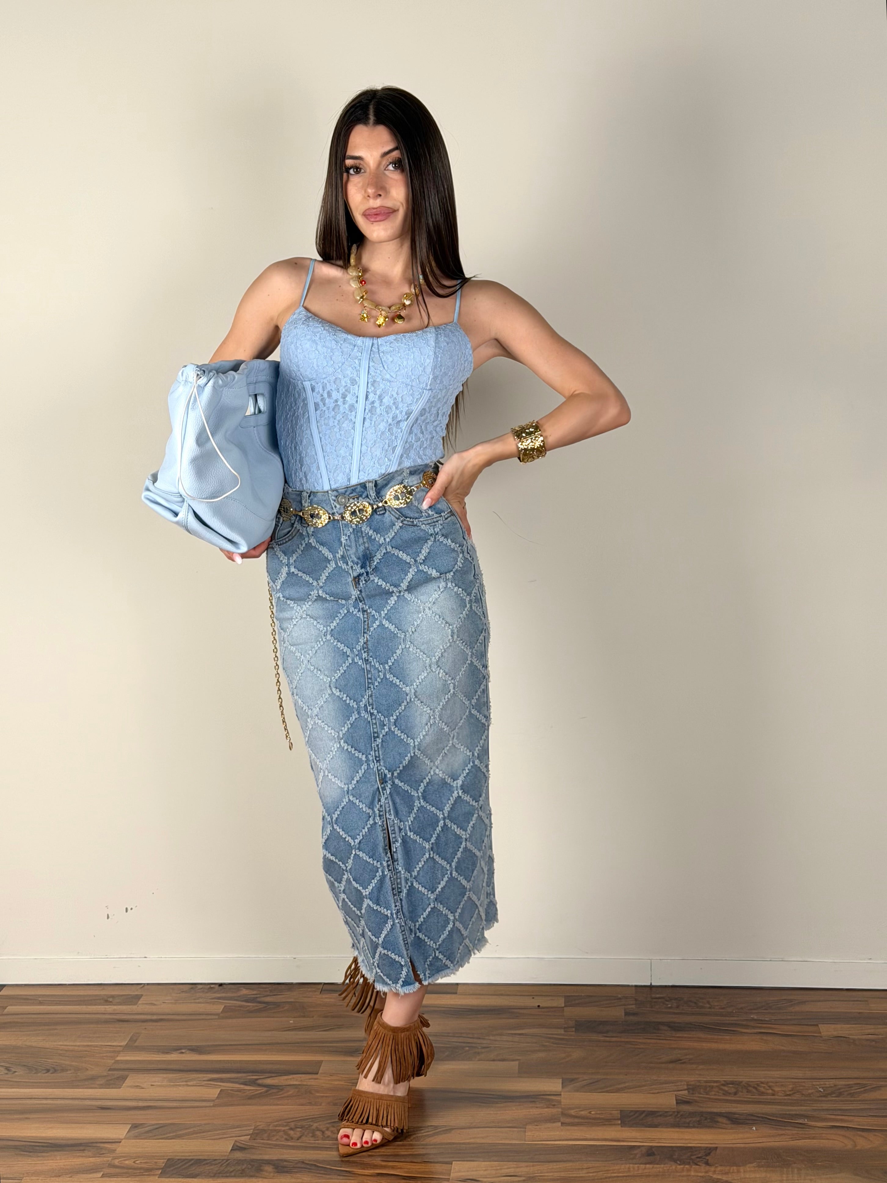 Corpetto Glamour celeste