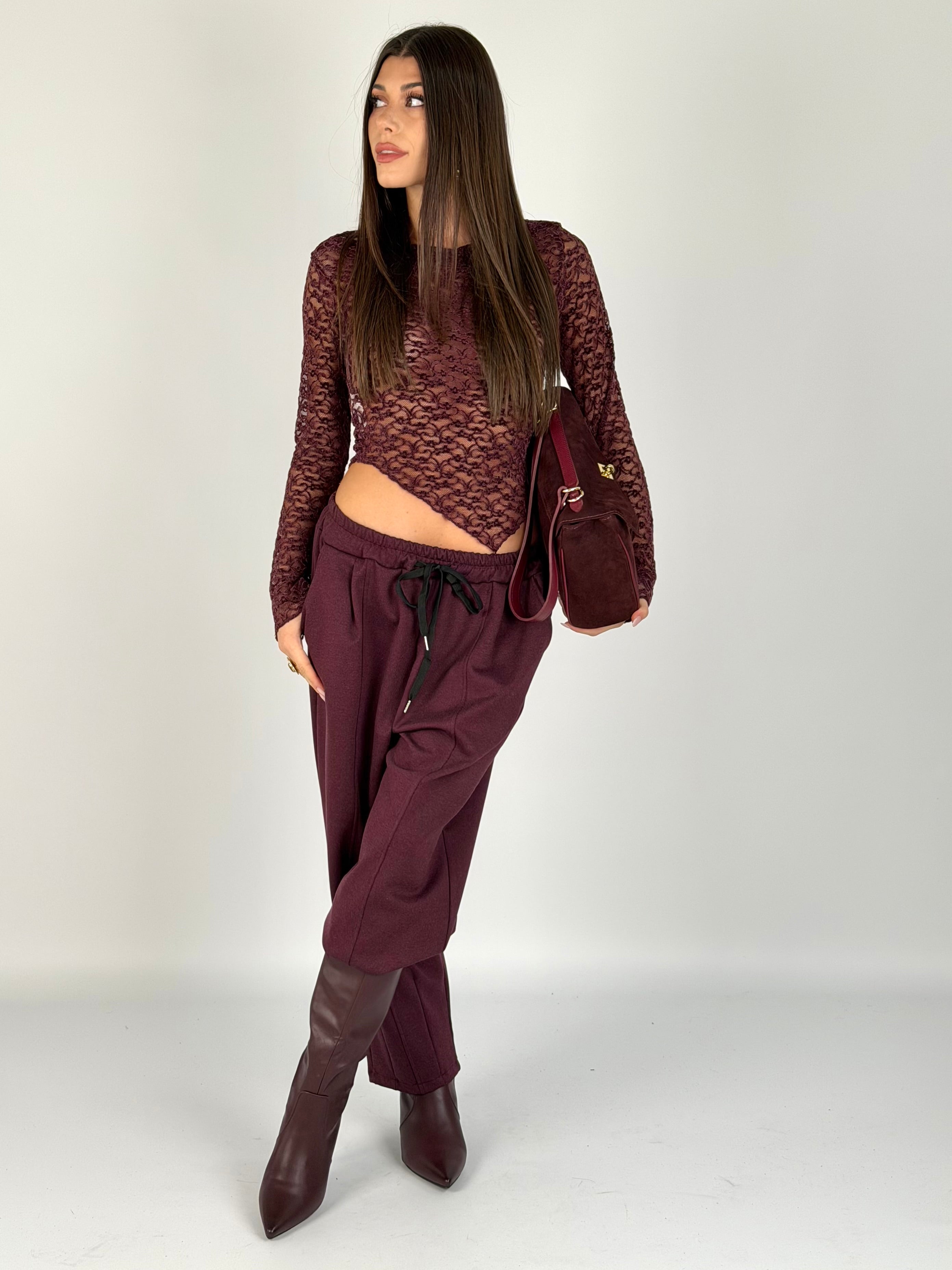 Maglia Marta pizzo bordeaux