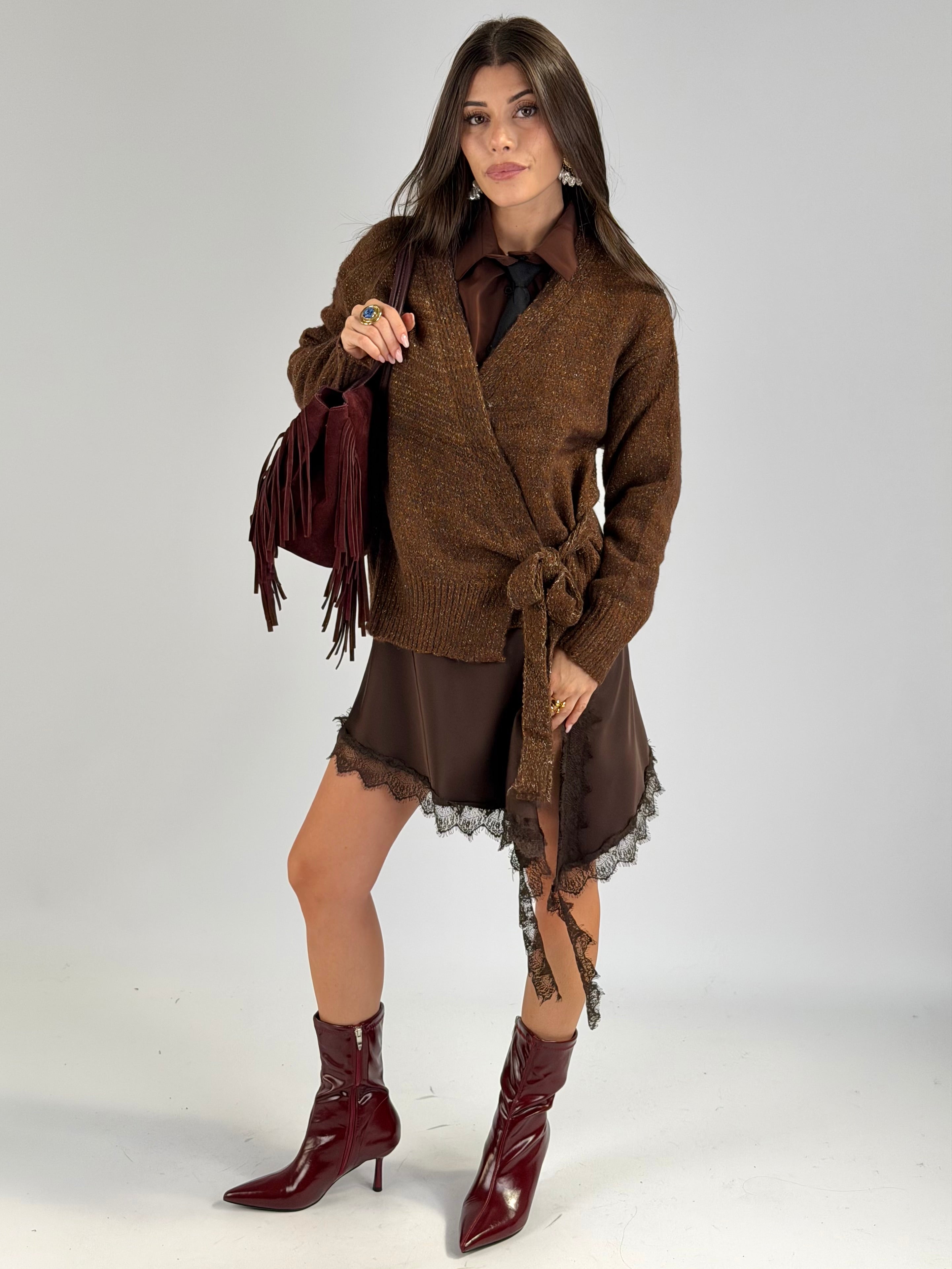 Gonna asimmetrica pizzo moro