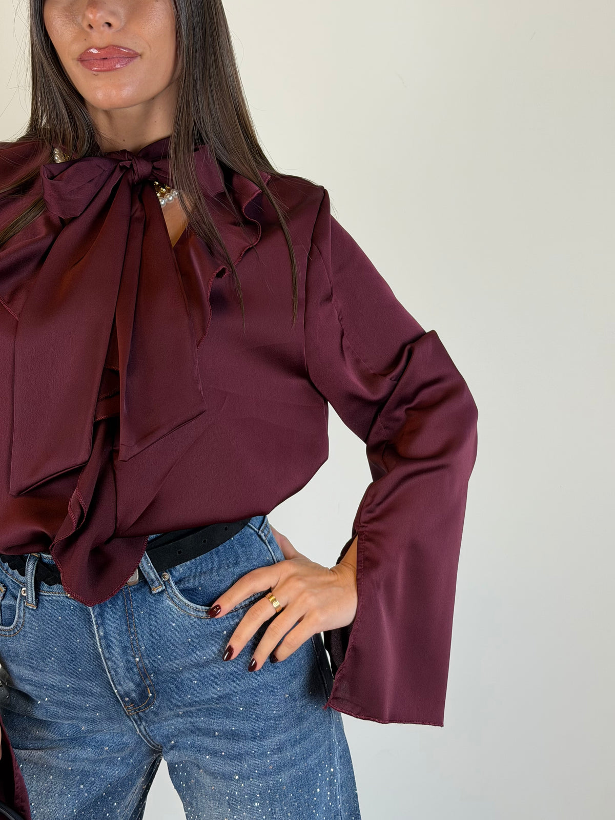 Camicia Flare bordeaux