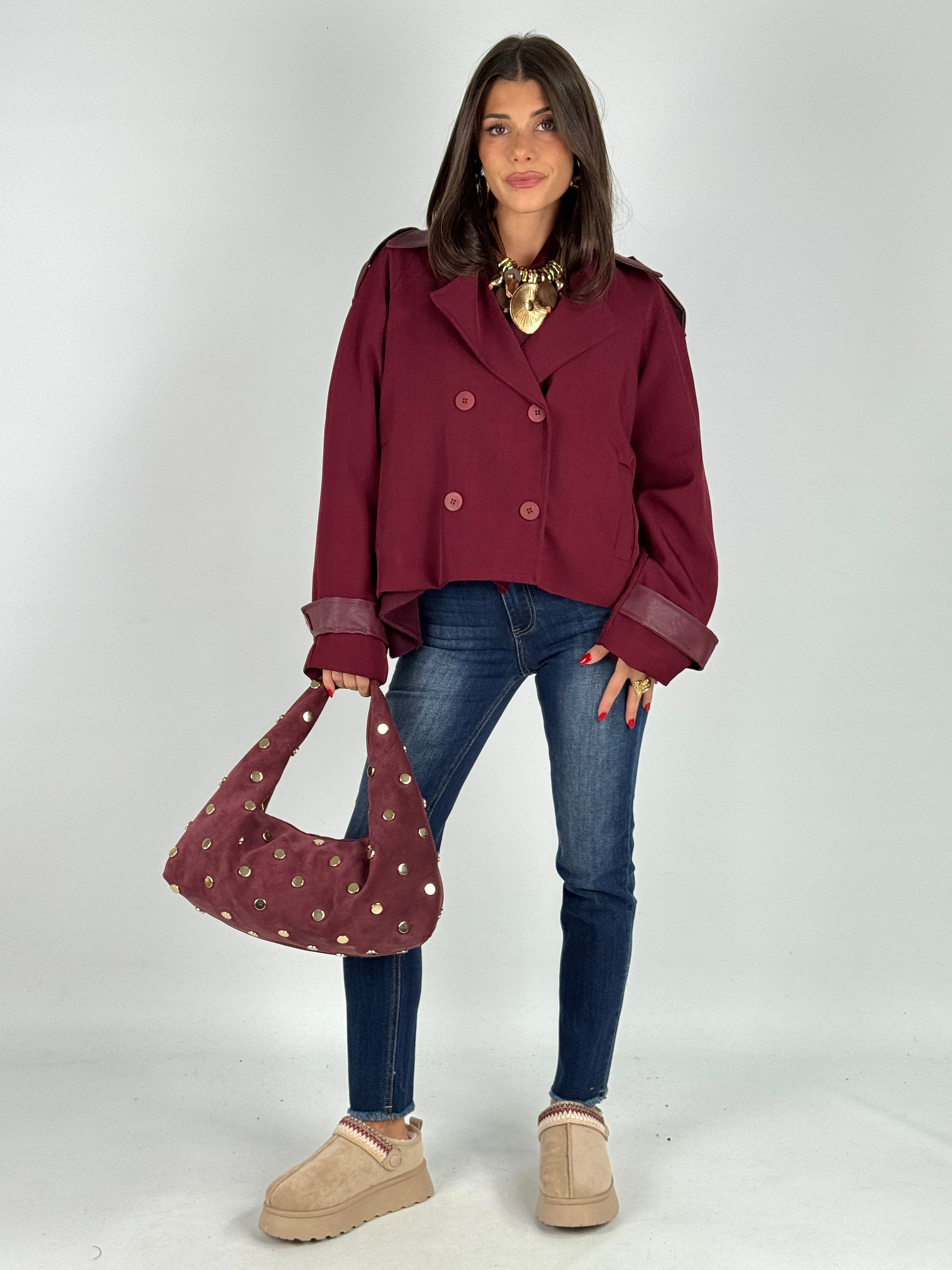 Trench corto Amelia bordeaux