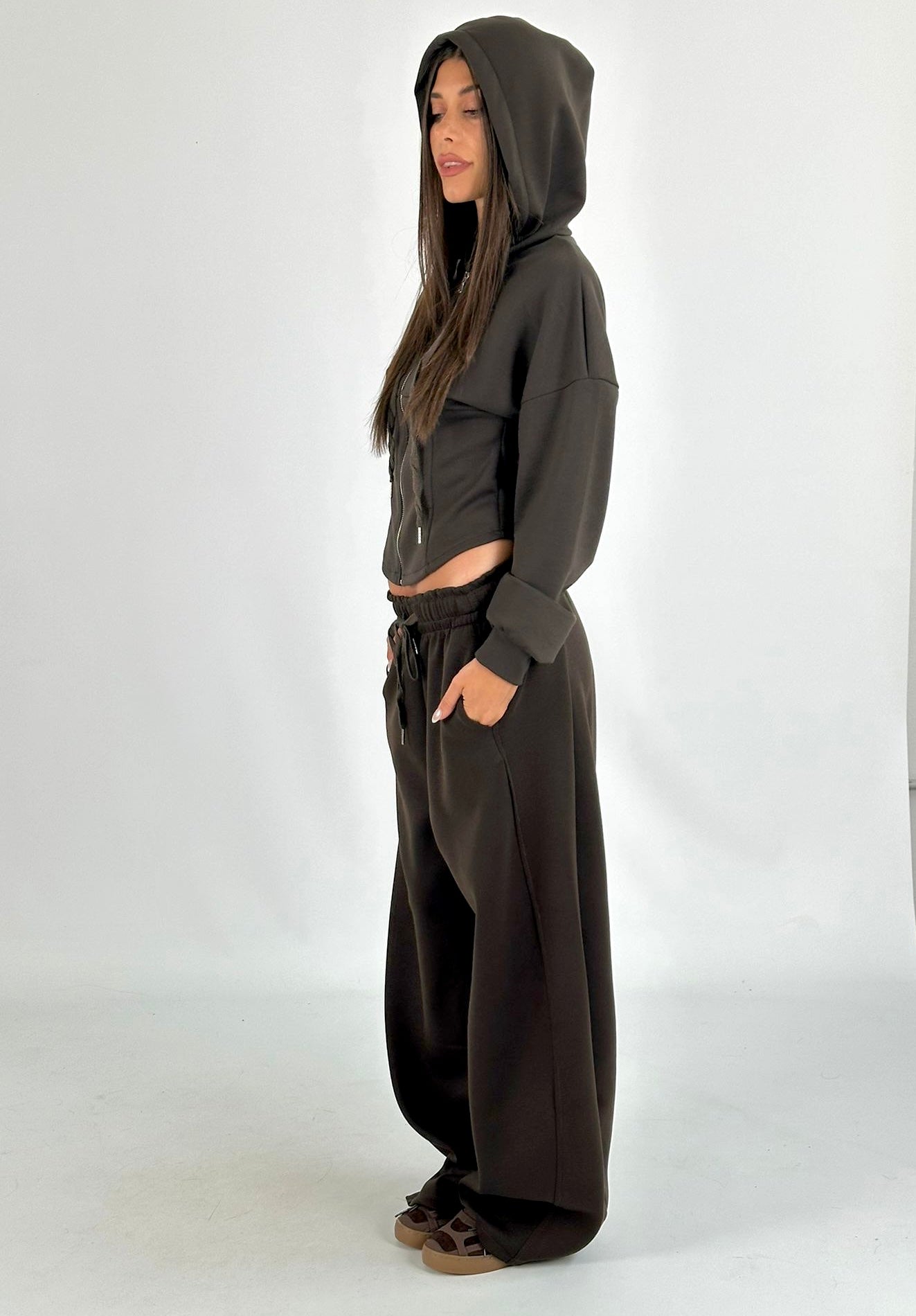 Pantalone tuta sportiva Gemma marrone