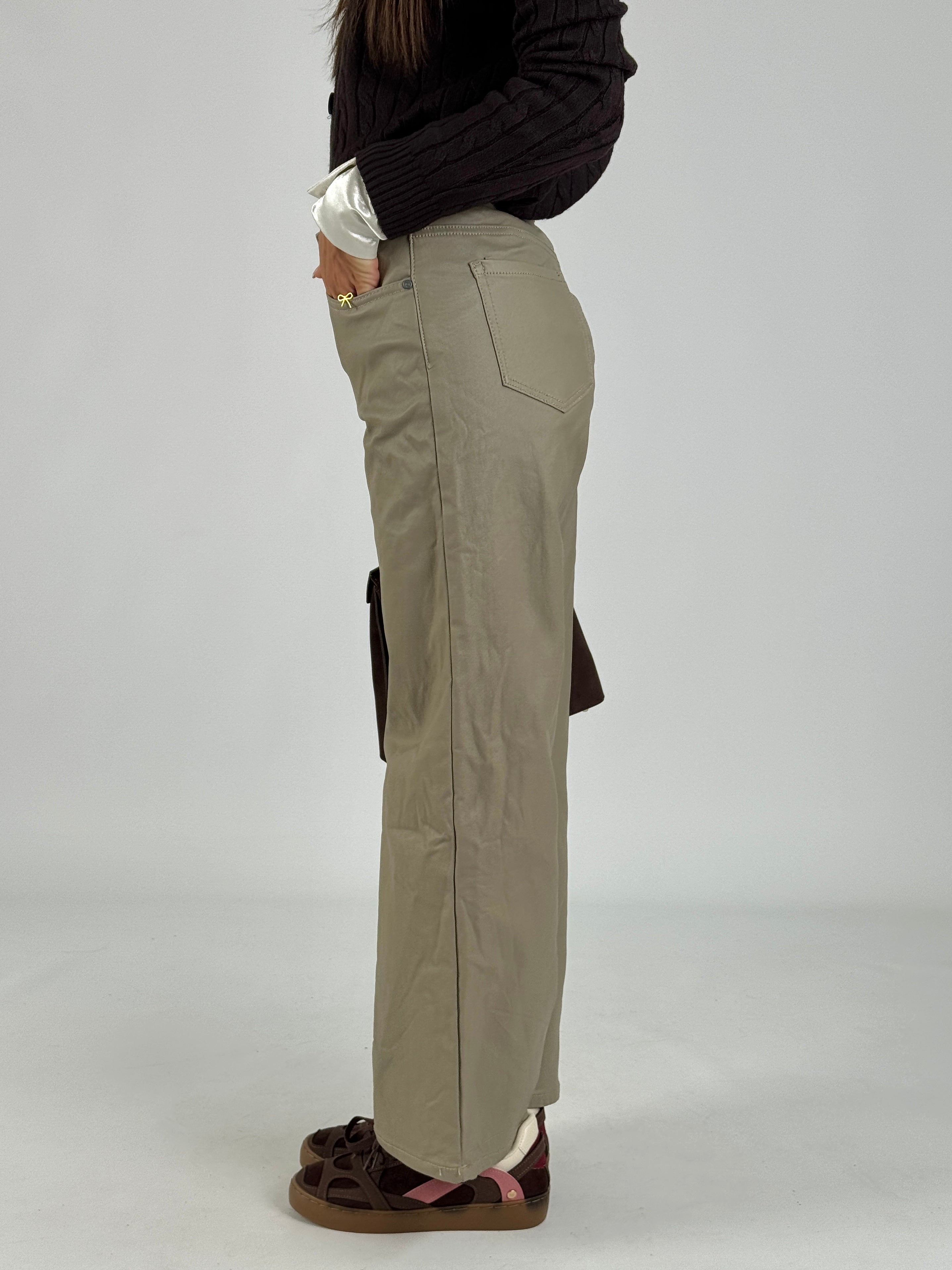 Pantalone in ecopelle Vicy beige