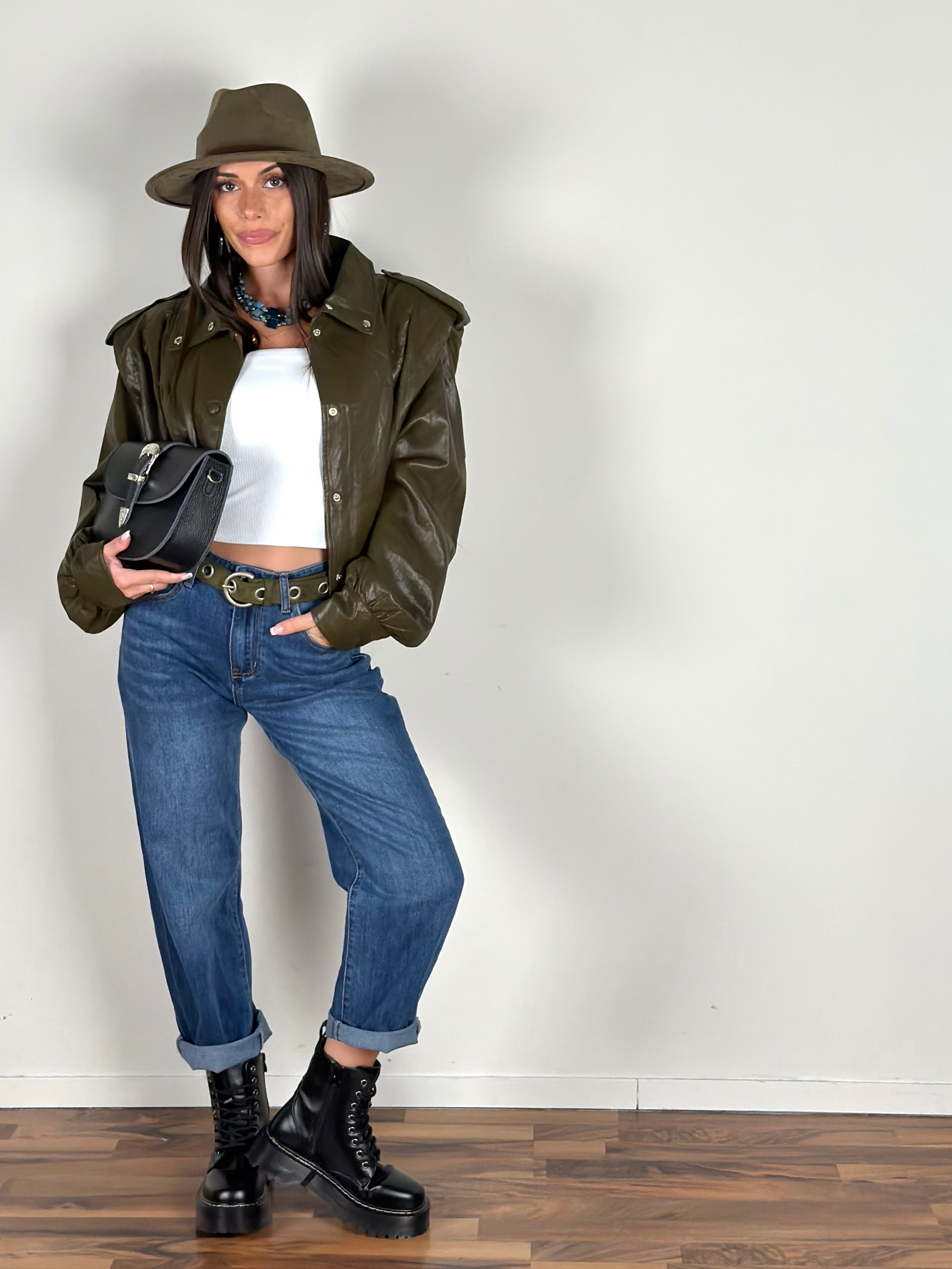 Bomber ecopelle London verde