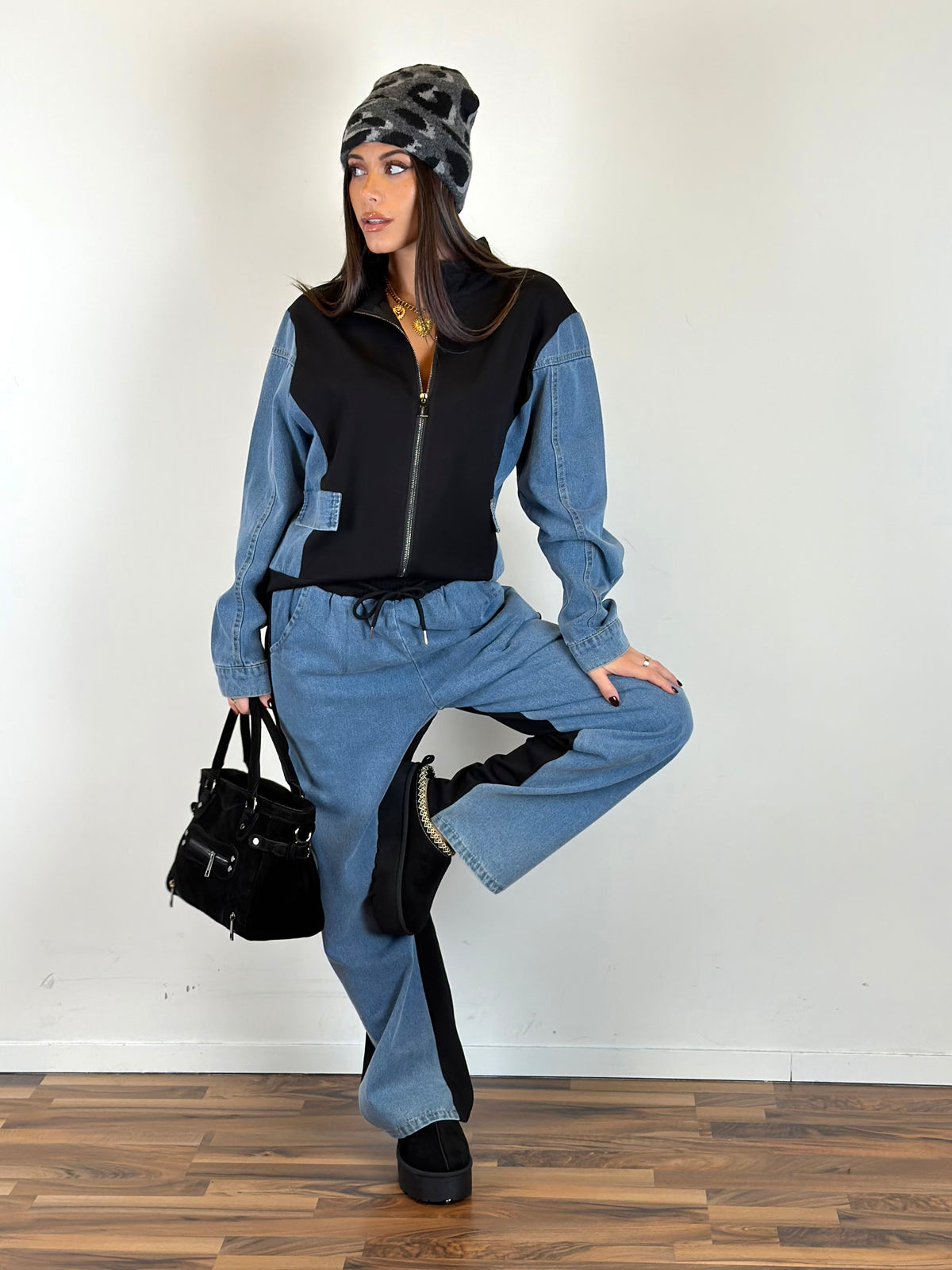 Tuta denim nera