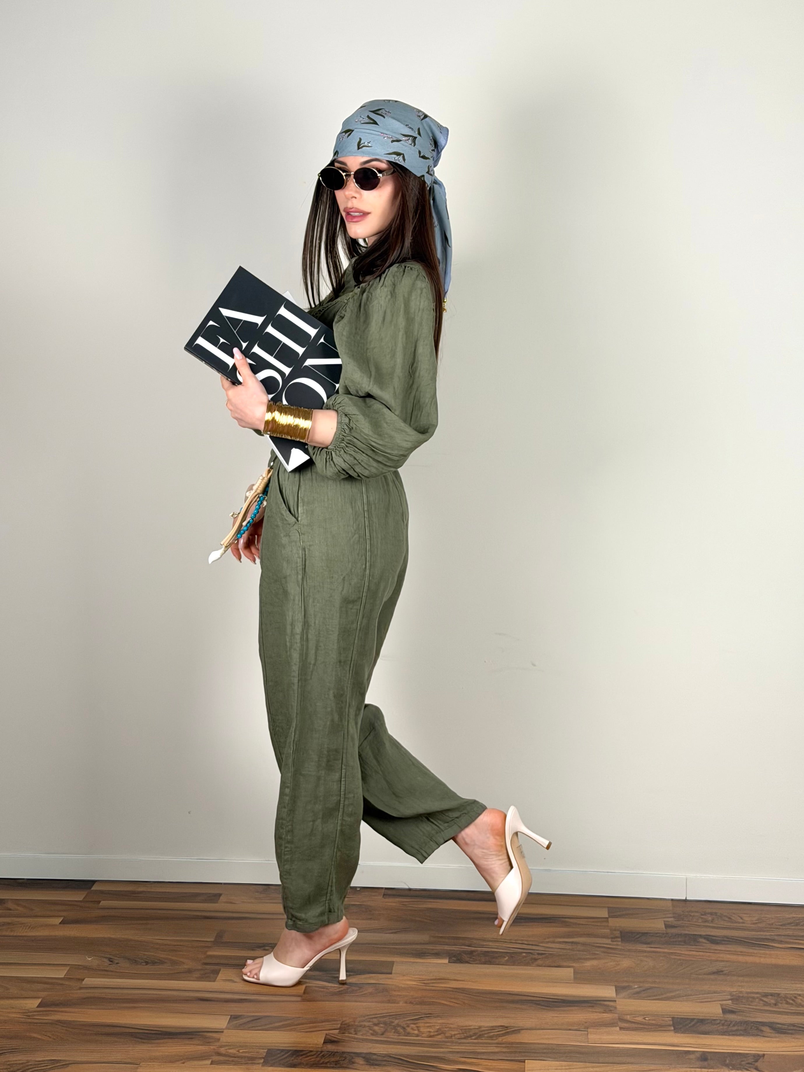 Camicia Nicole Puro Lino verde