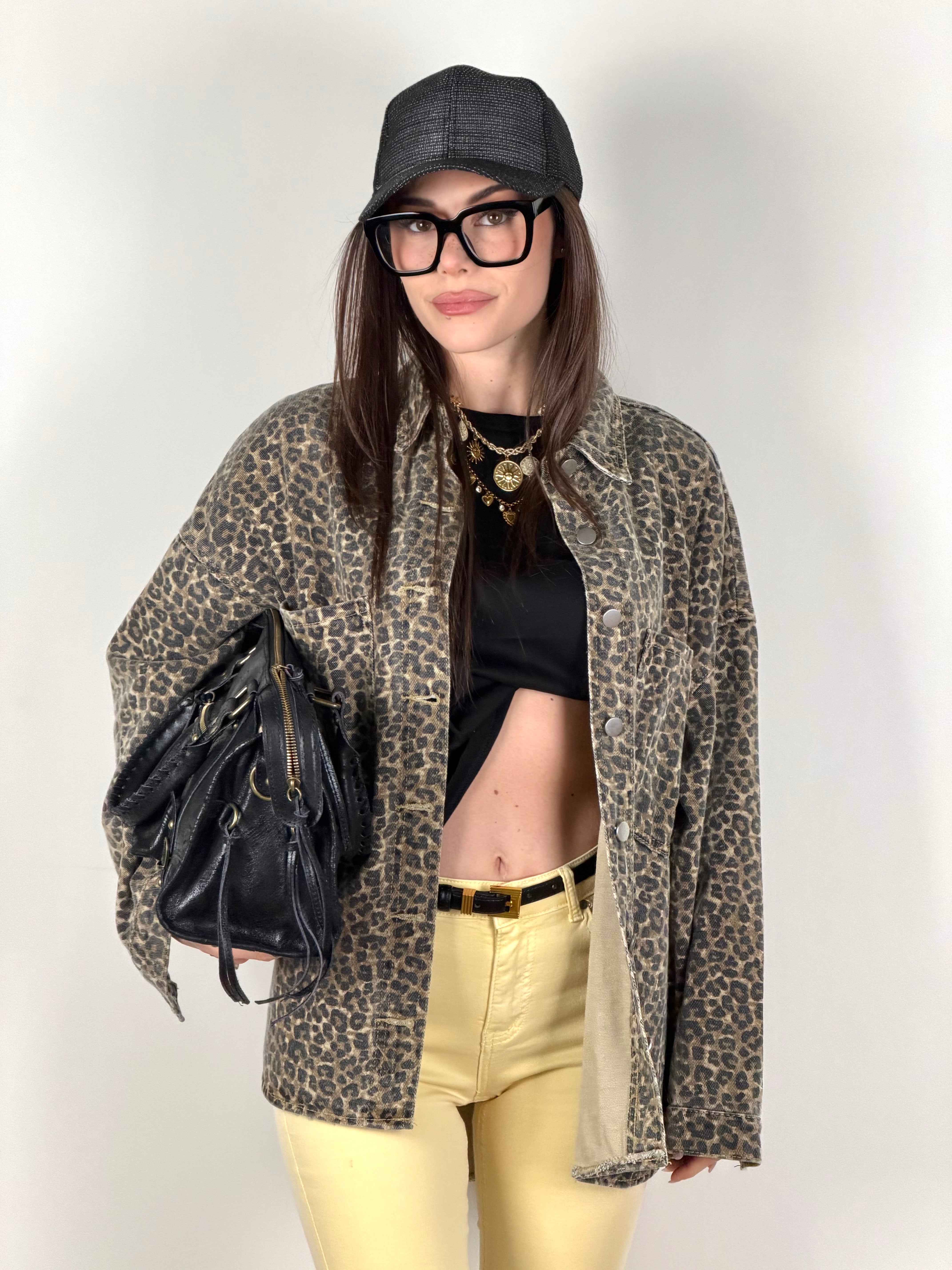 Giubbino jeans maculato