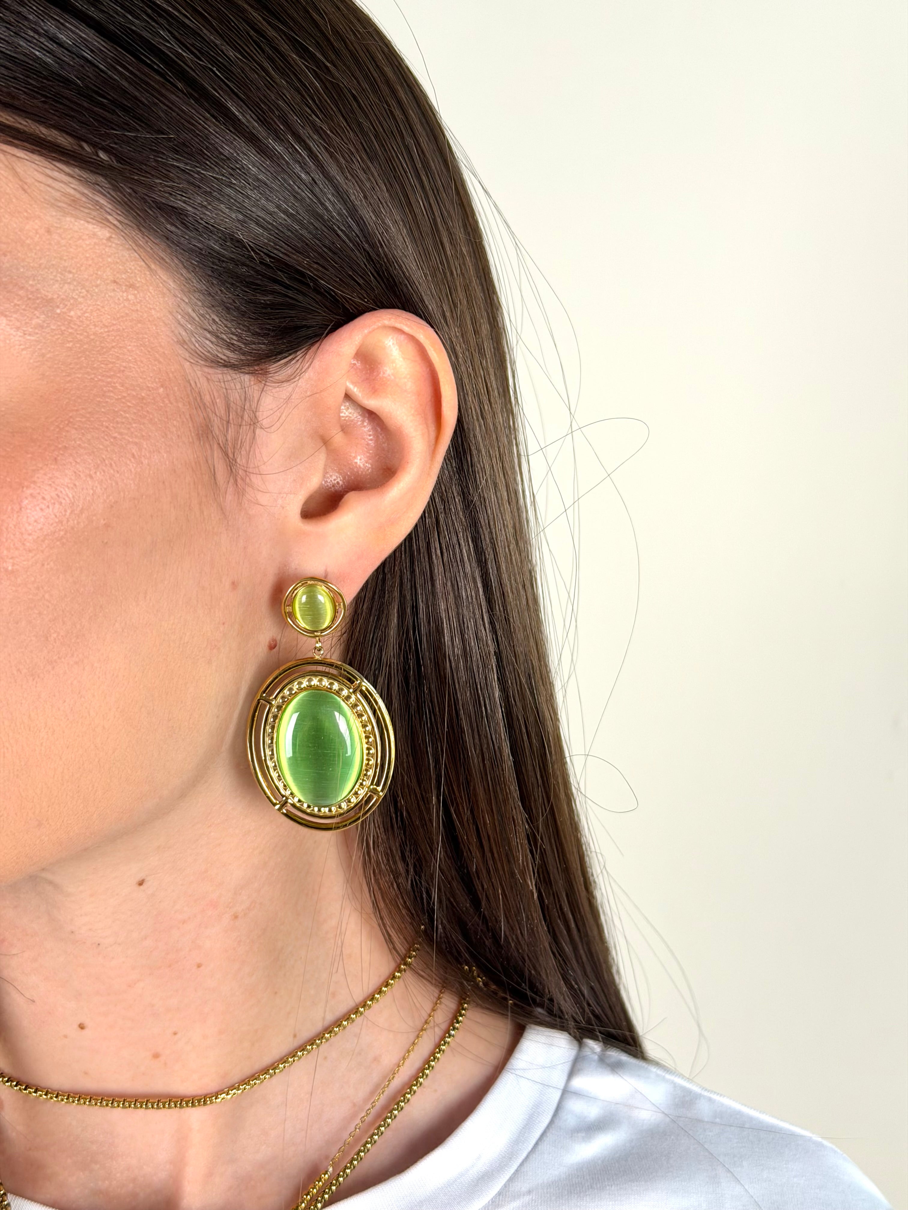 Orecchini pietra verde - collezione multicolor