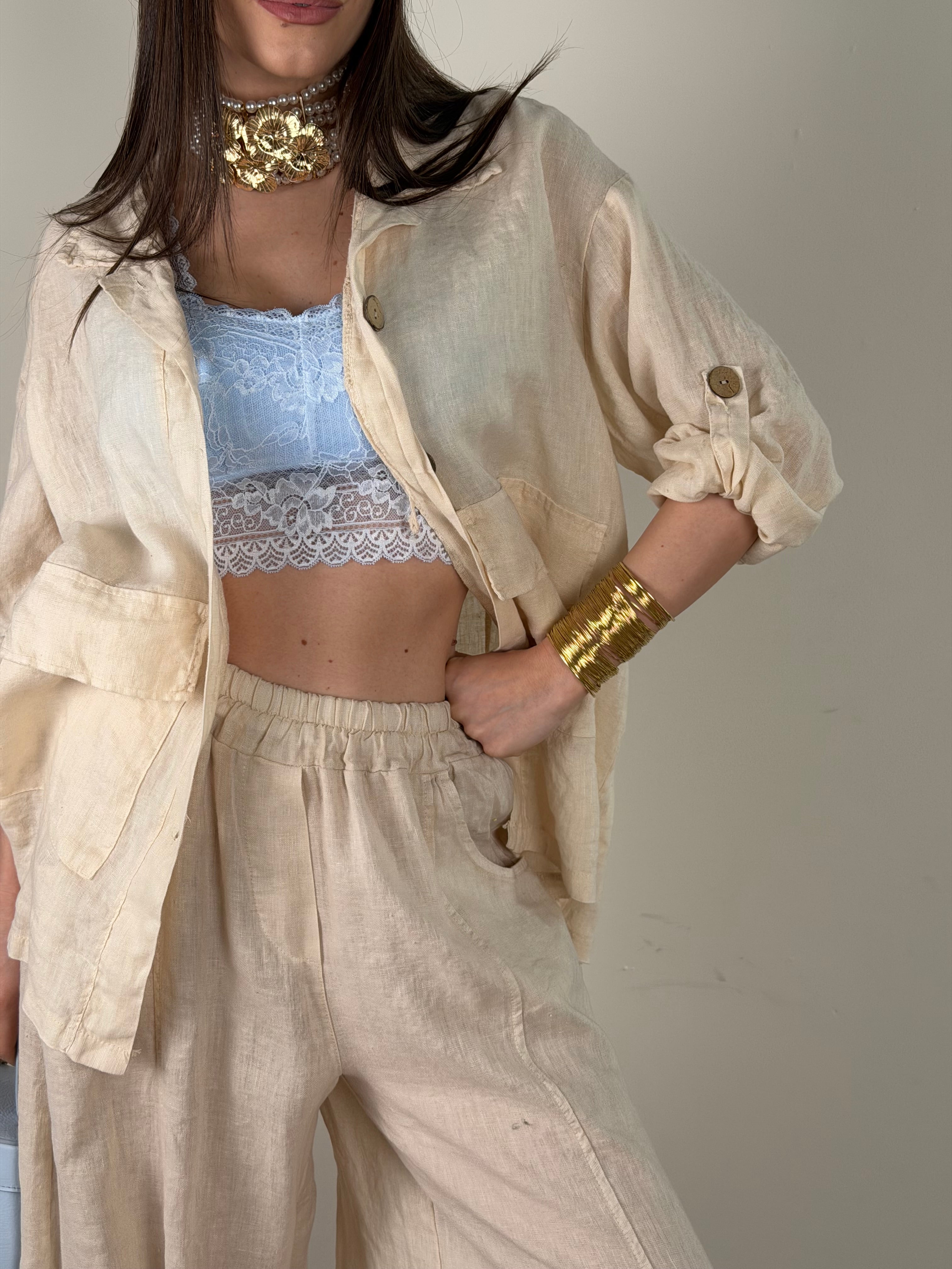 Camicia lino Andrea beige